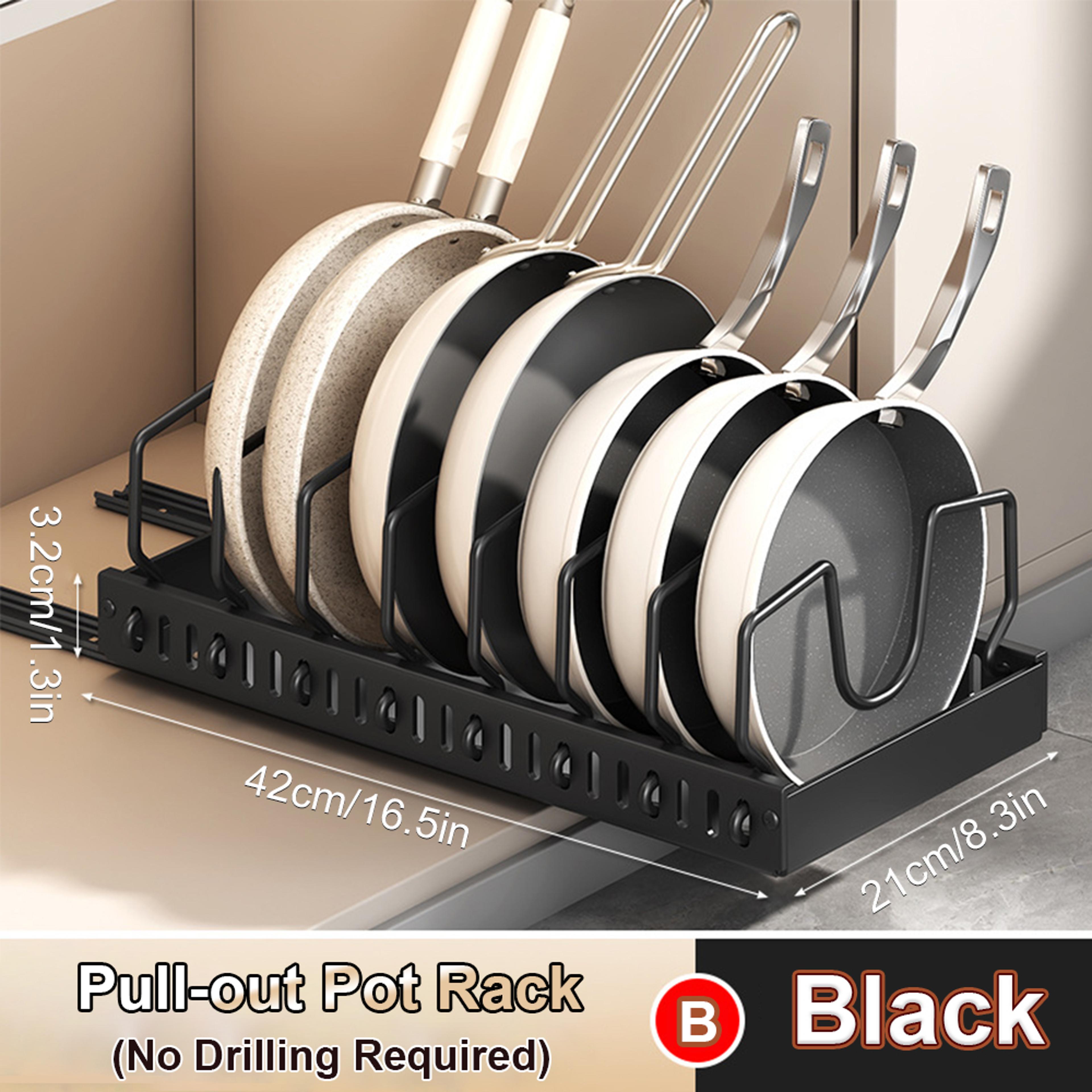 SlideEase Pull Out Pots And Pans Organizer With Adjustable Dividers For Kitchen Cabinets 6