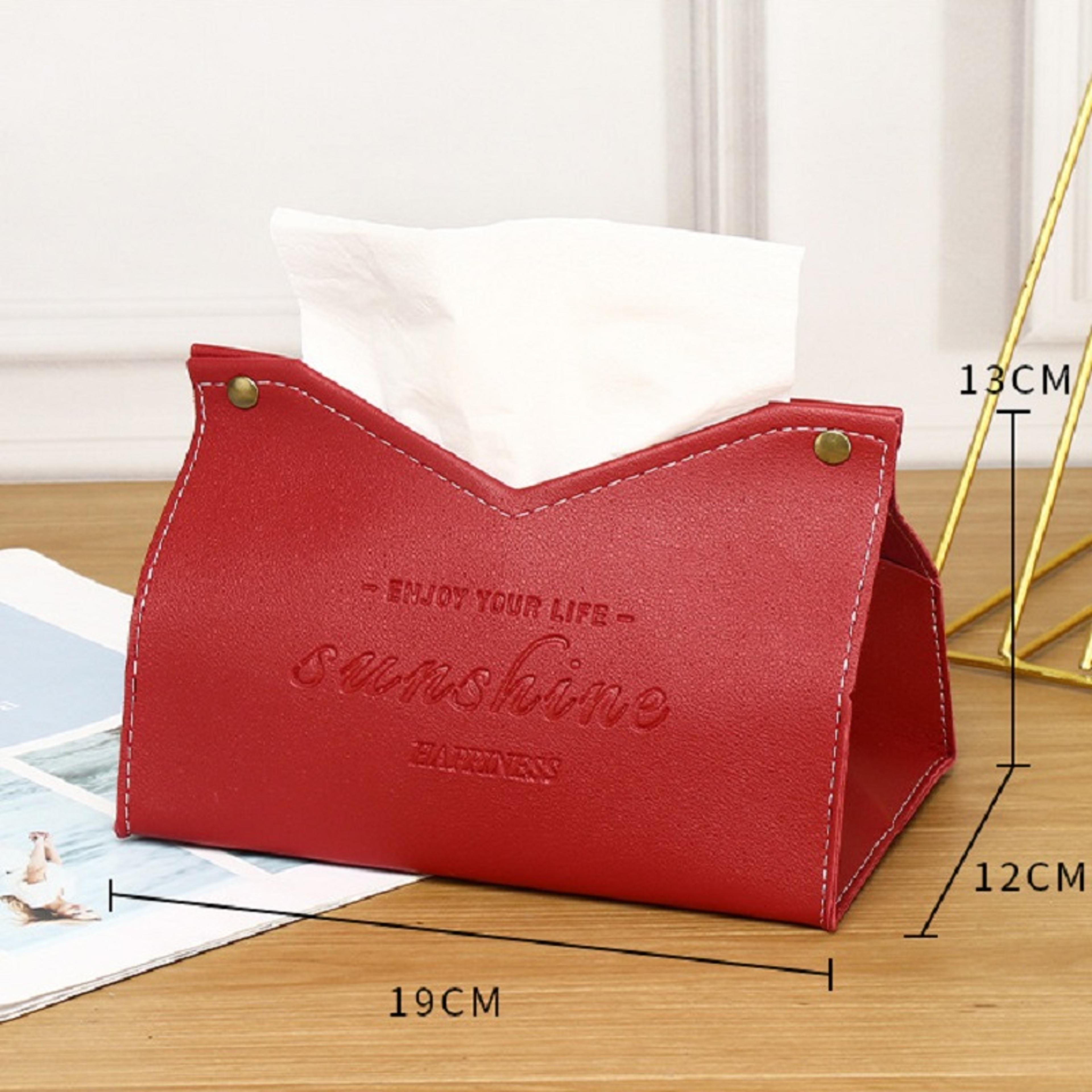 Premium Leather Tissue Box Cover  Napkin Holder Storage Chic Home Decor Organizer 1