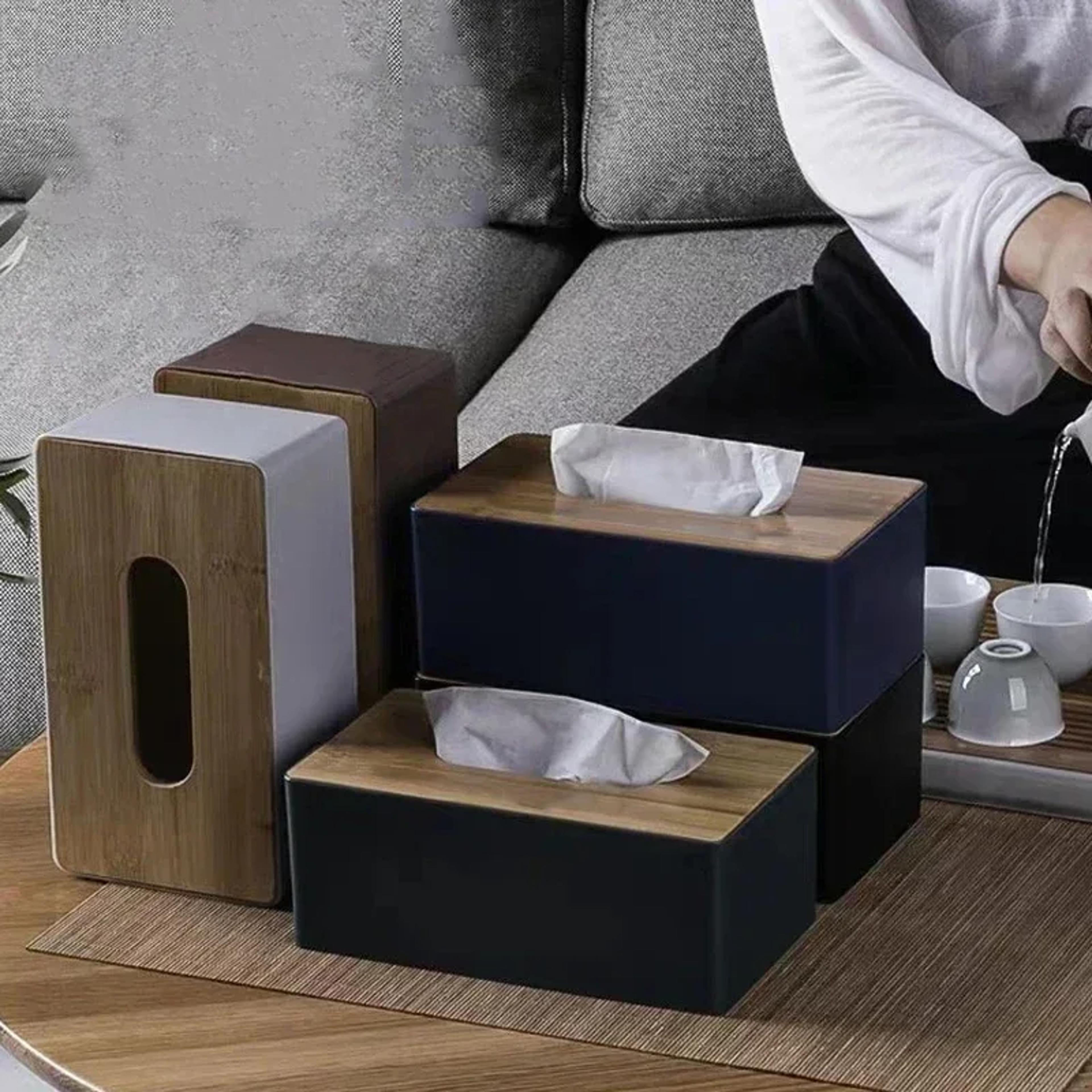 Nordic Solid Wood Tissue Box Holder With Bamboo Lid For Home  Office 4
