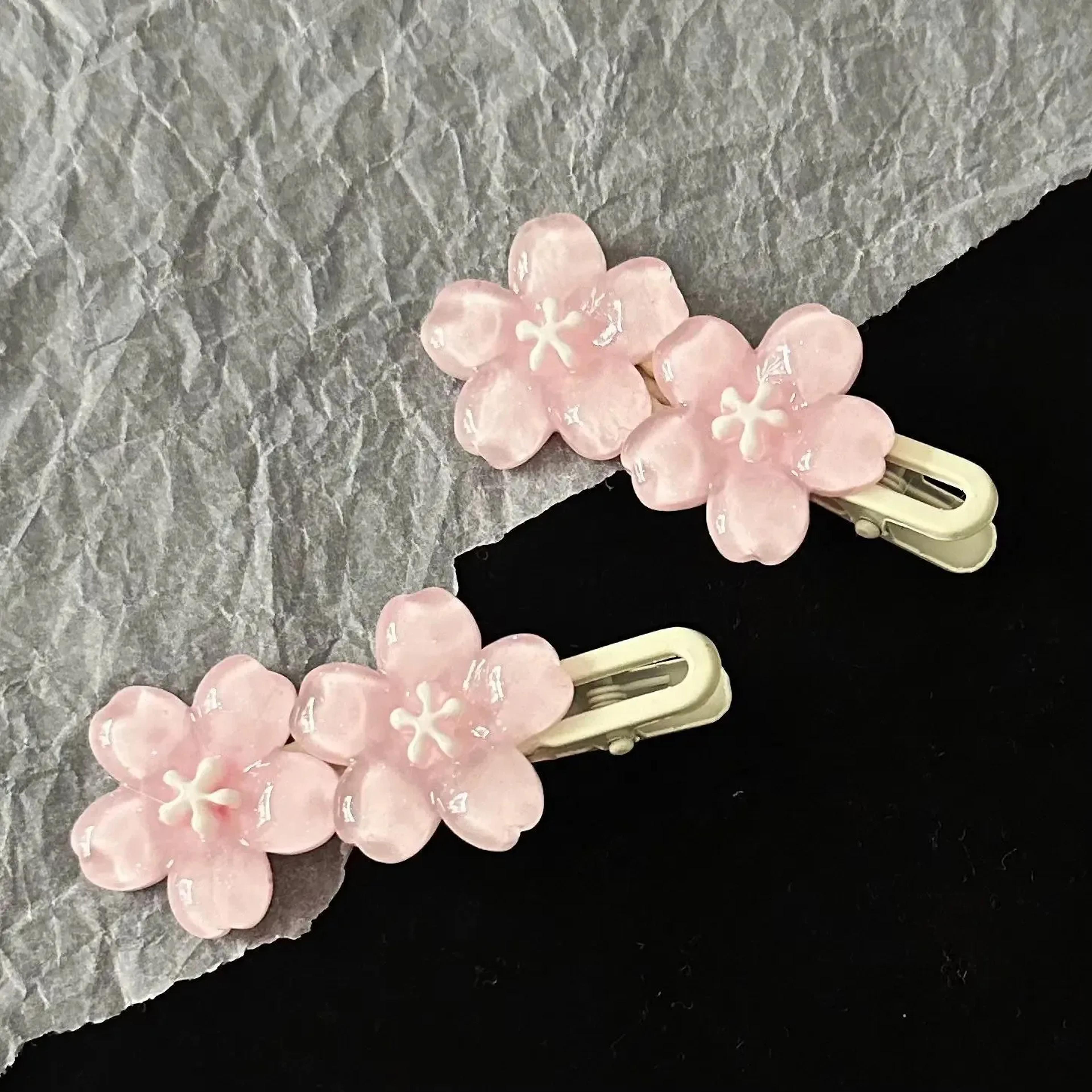 Cherry Blossom Jelly Flower Hair Clips For Girls Kawaii Floral Barrettes For Side Bangs 1
