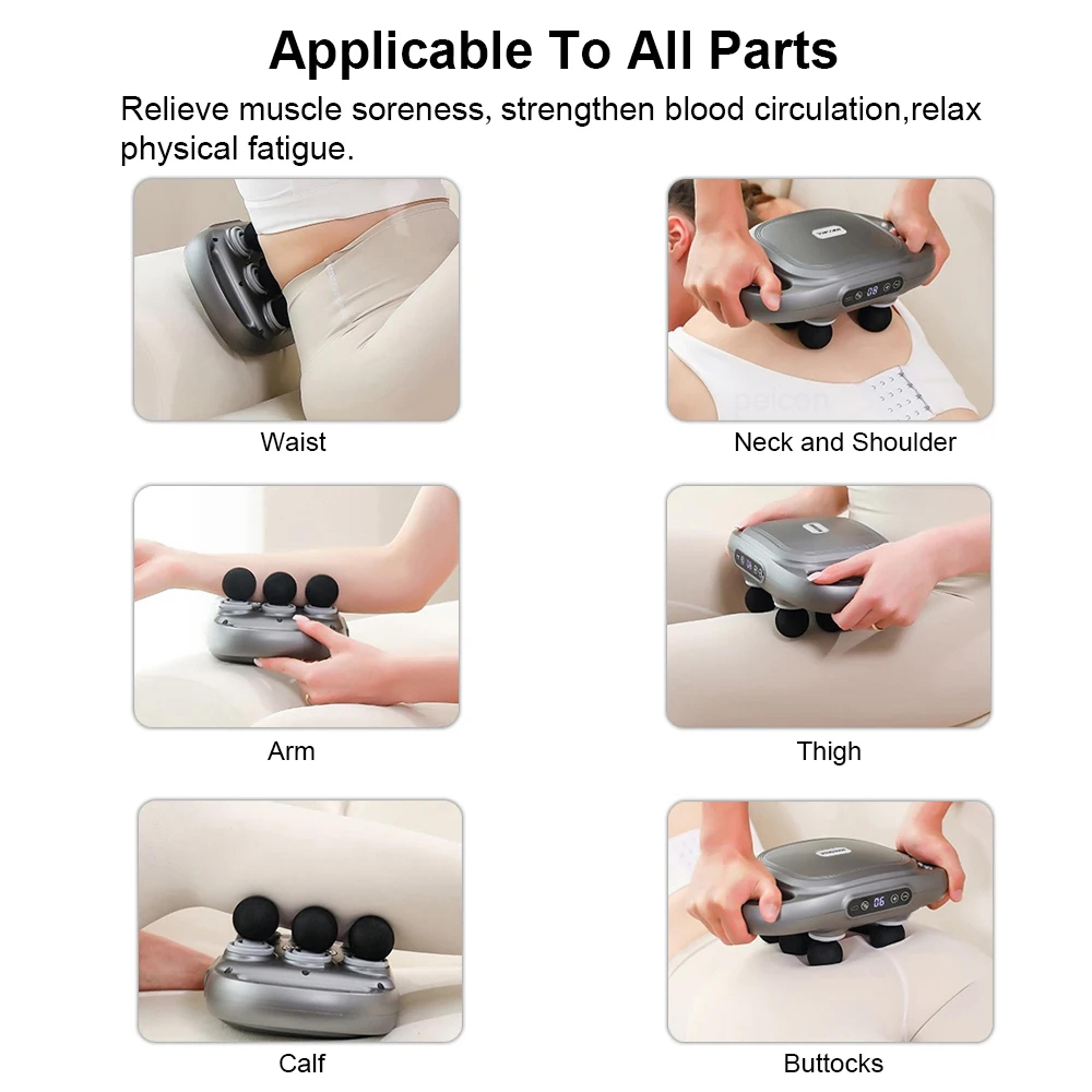 Fascia Gun Muscle Massager Gun High Frequency Back Waist Massage Gun Professional Six Head Body Sho