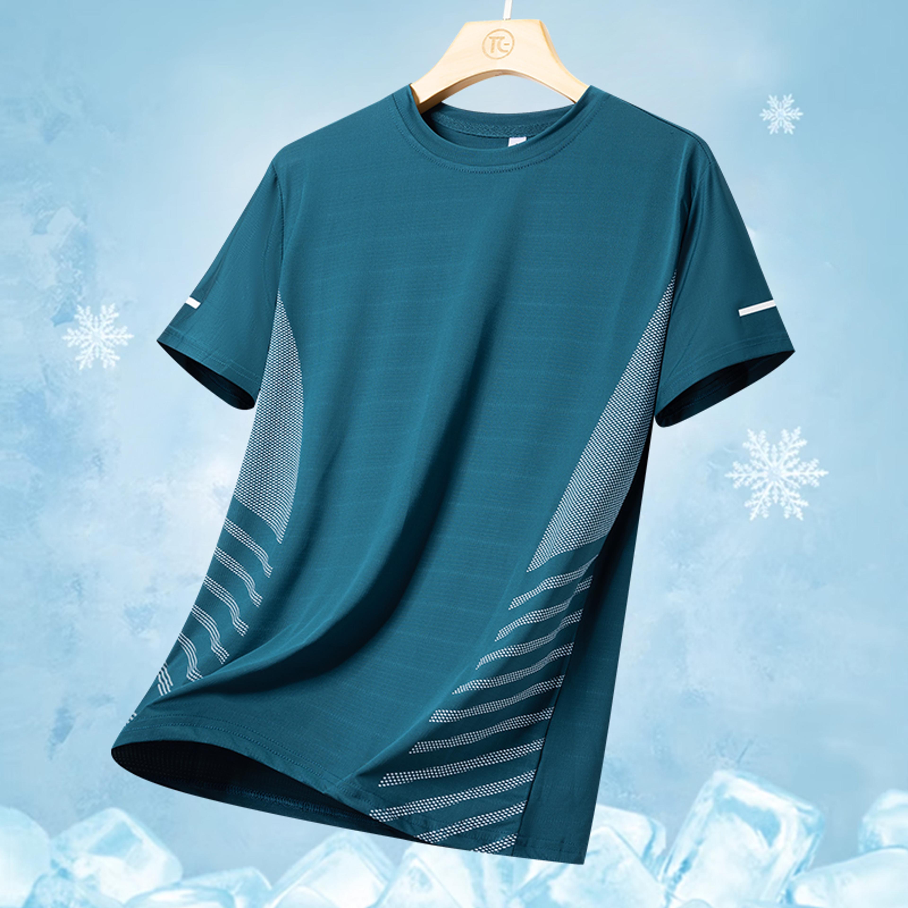 Running Tshirt Men Summer Ice Silk Thin Top Reflective Printing Quick Dry Short Sleeve Breathable F 6