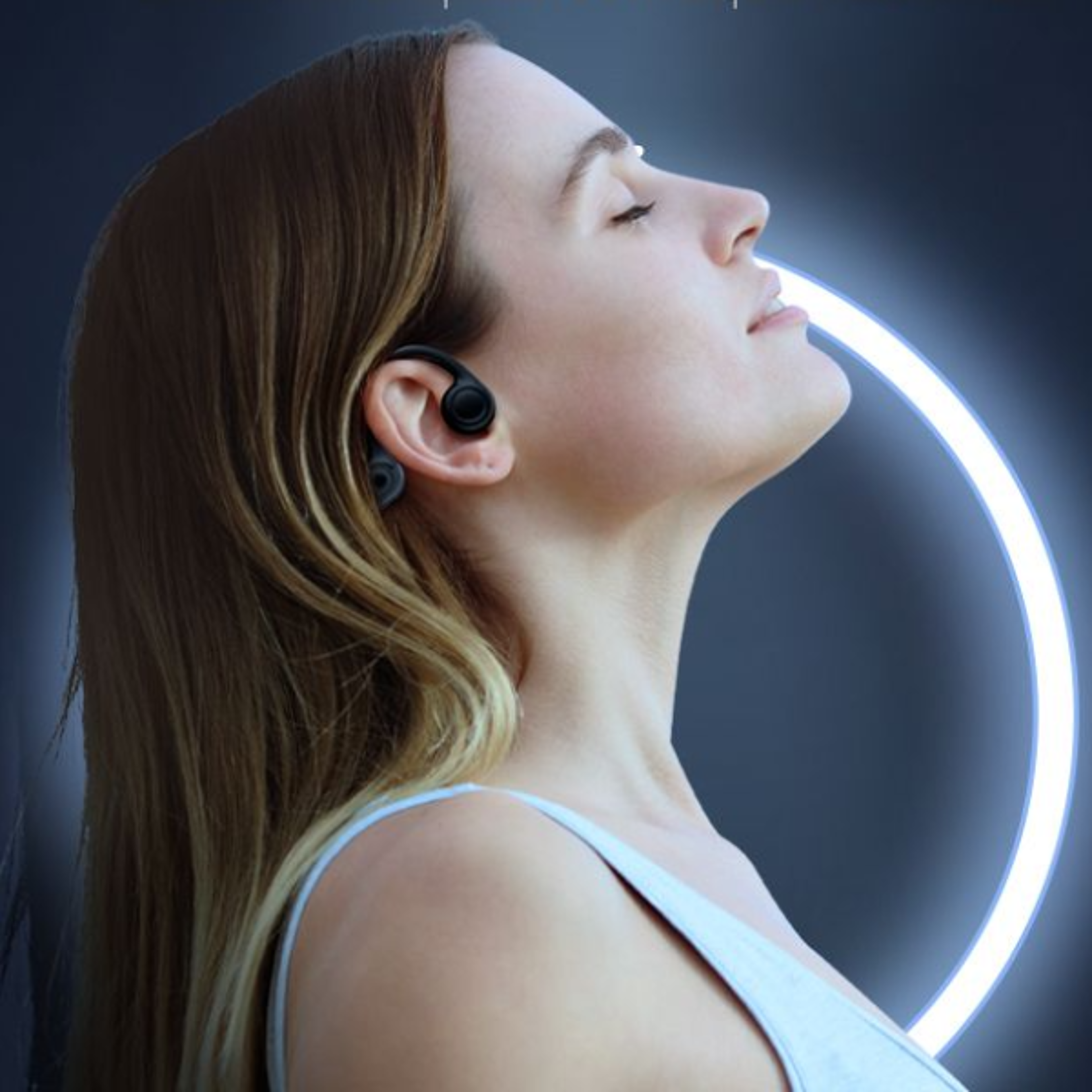 bone conduction earphones bluetooth 5.3 wireless headphones, ear hook design, waterproof headset for running & driving