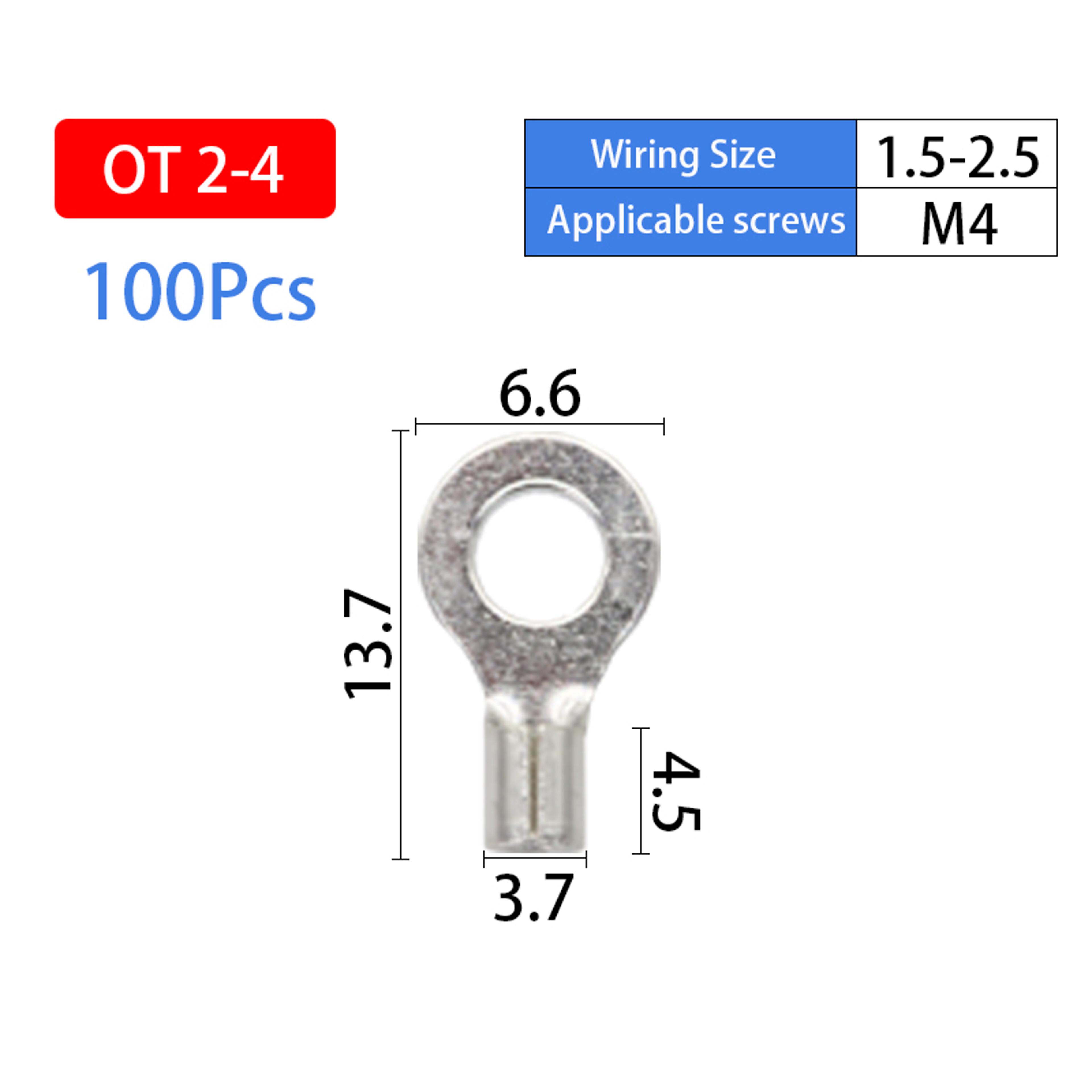 Non Insulated Ring  U Type Brass Terminals Assortment Kit Crimp Spade Connectors For Cable  Wire 3