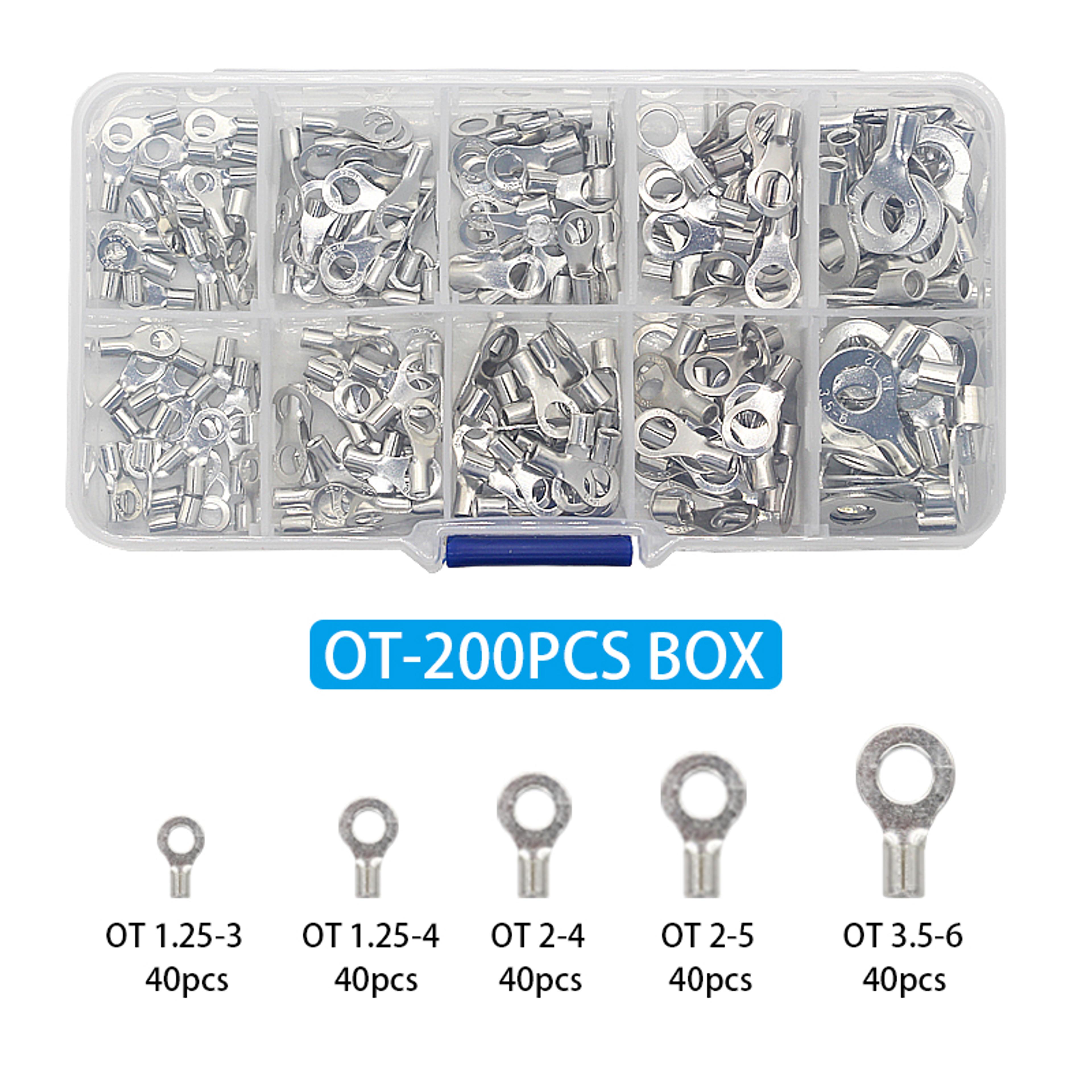 Non Insulated Ring  U Type Brass Terminals Assortment Kit Crimp Spade Connectors For Cable  Wire 8