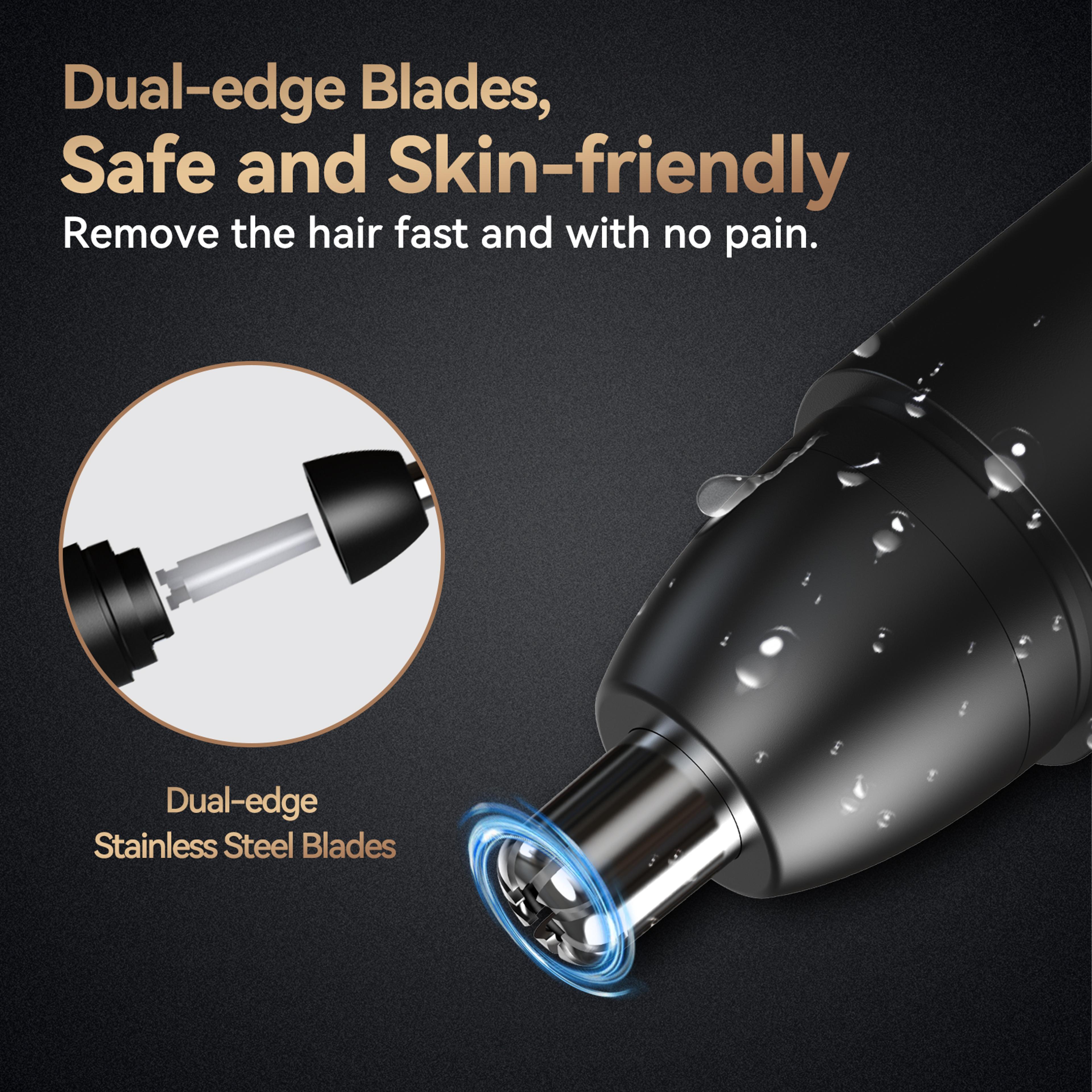 Rechargeable Nose Hair Trimmer For Men 360 Rotating Dual Blade Electric Shaver Painless  Safe For E 2