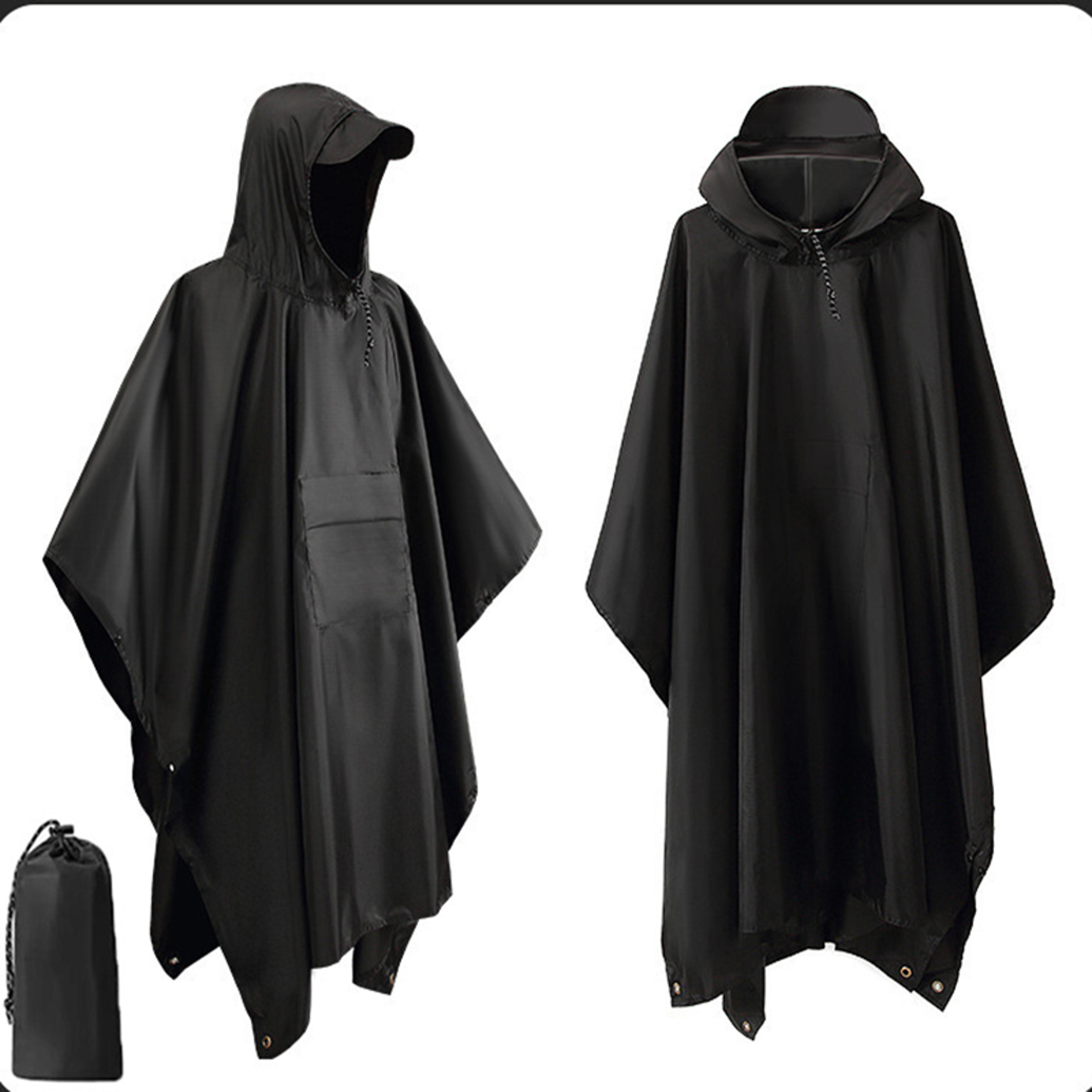 3 in1 military raincoat waterproof hooded poncho for camping, hiking & motorcycle travel