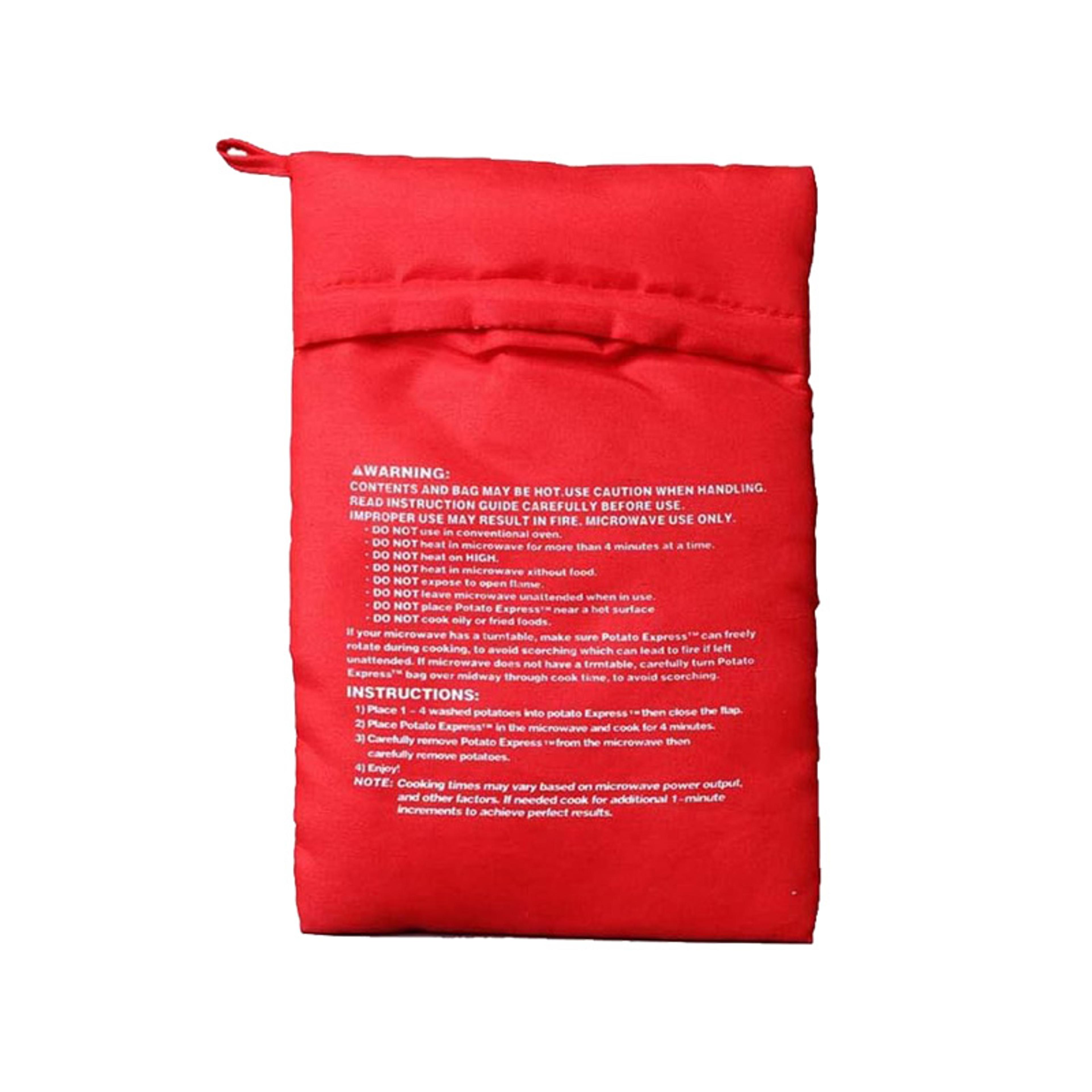 4Minute Microwave Potato Cooker Bag Reusable Red Pouch For Baking Perfect Potatoes Quickly Express  6