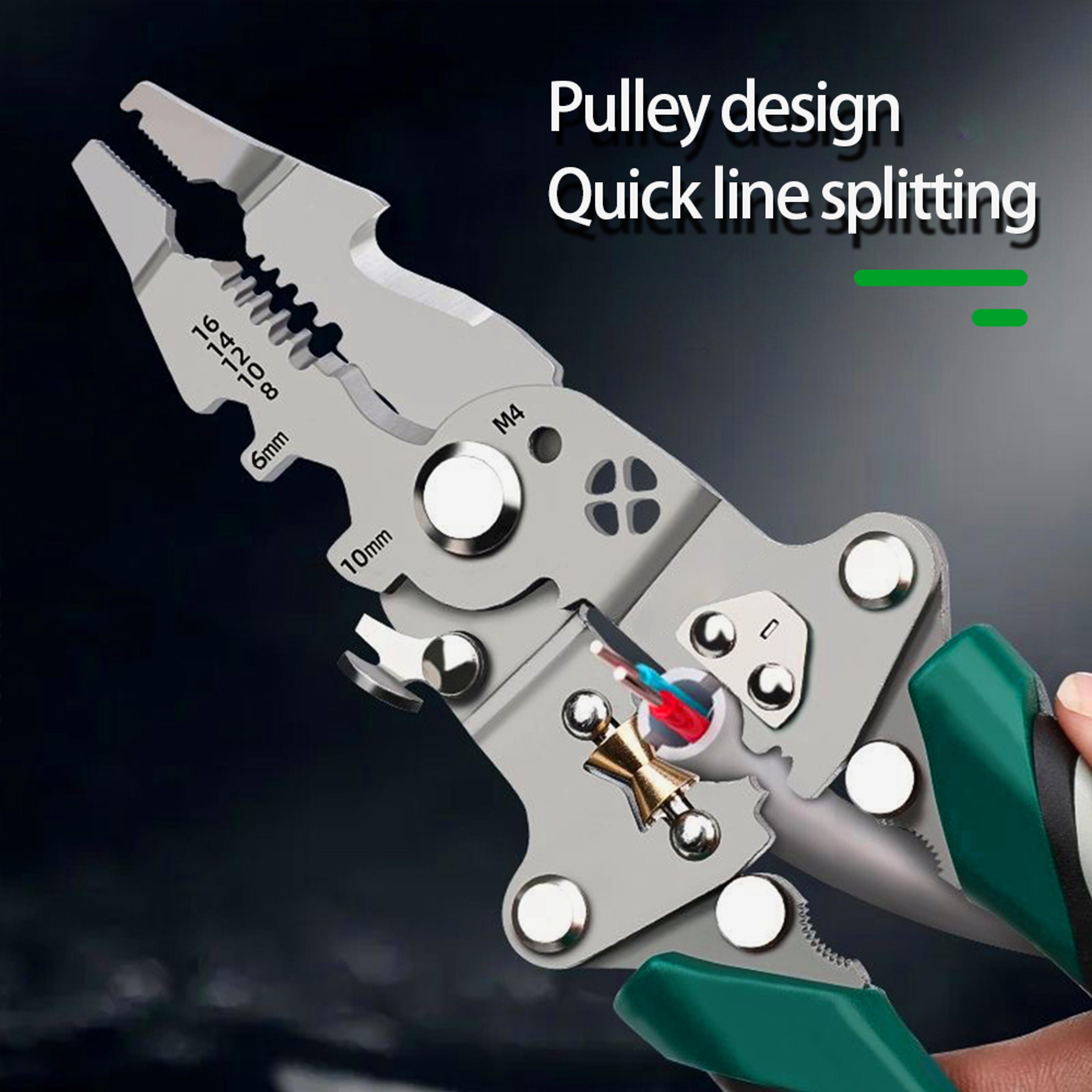 MultiFunction Electrician Wire Splitter Foldable Wire Stripper Wire Winding Pliers Crimping Pliers  3