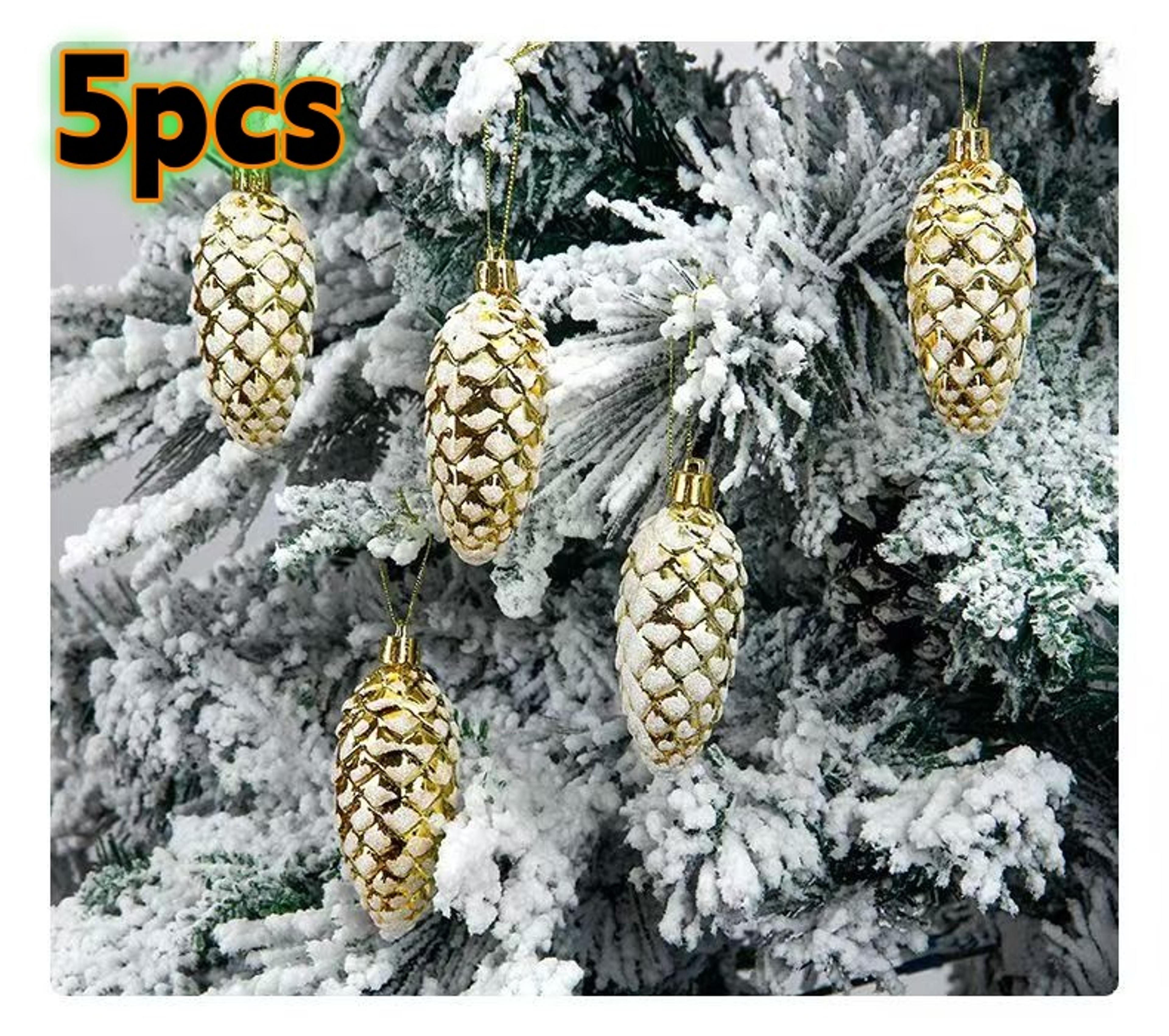 christmas tree ornament plastic, pine cone pendant, merry christmas home decorations, painted pine cone balls