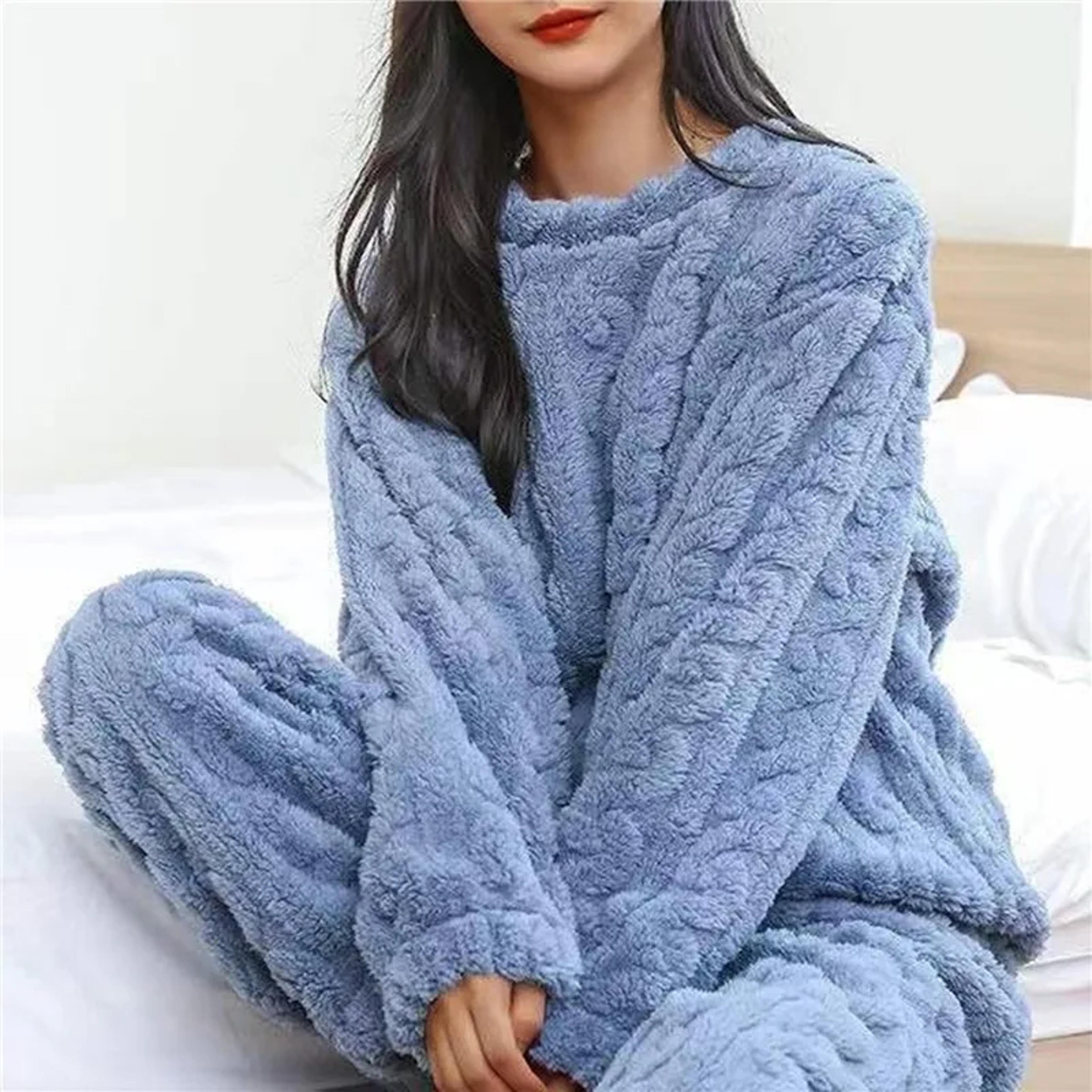 Cozy Soft Coral Velvet Jacquard Pajama Set Warm Winter Loungewear For Women Ideal For Christmas  Ba