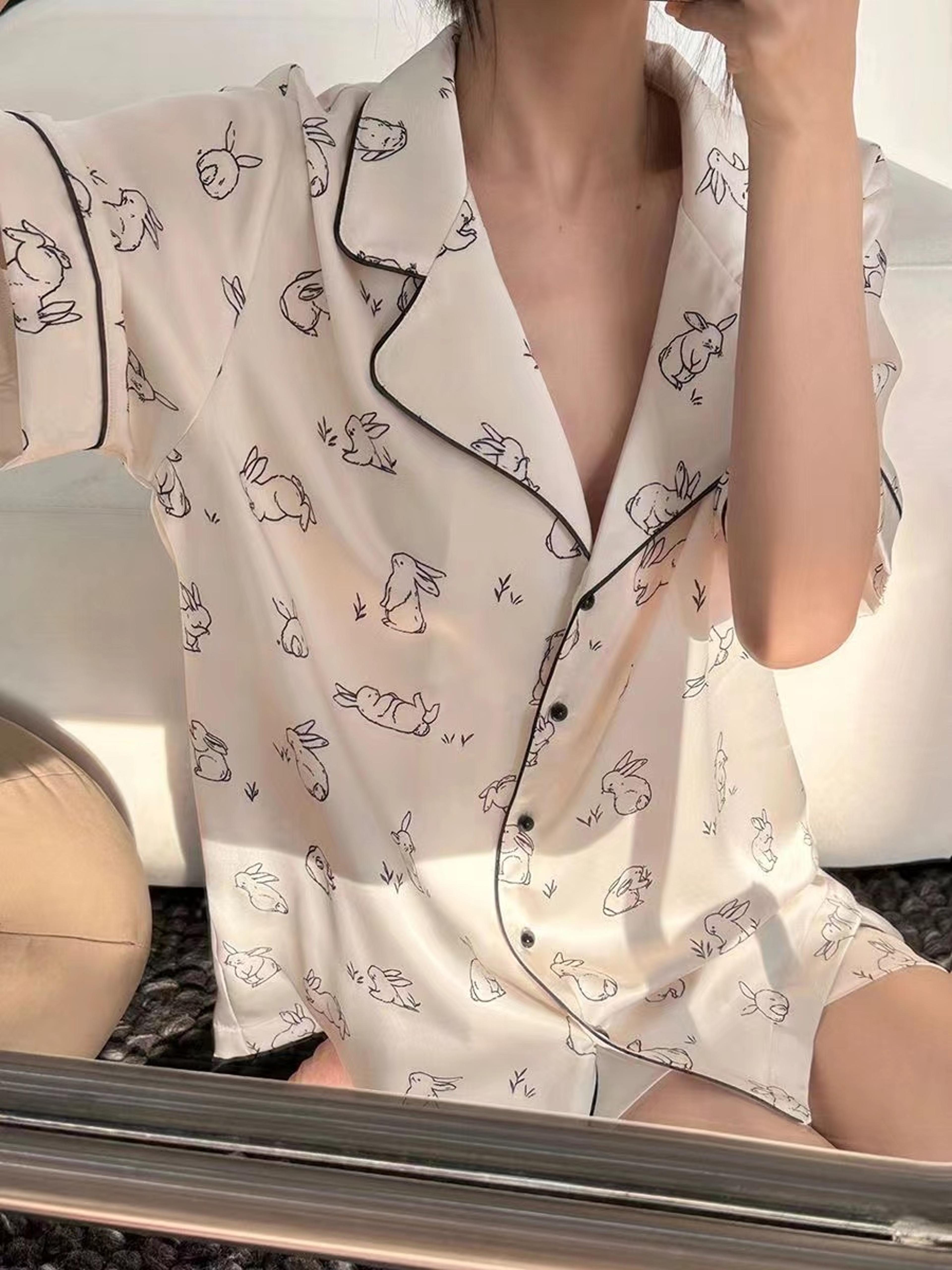Cherries Print Pajamas Set Summer Faux Stain Shorts And Top Ladies Casual Fashion Home Clothes Two  9