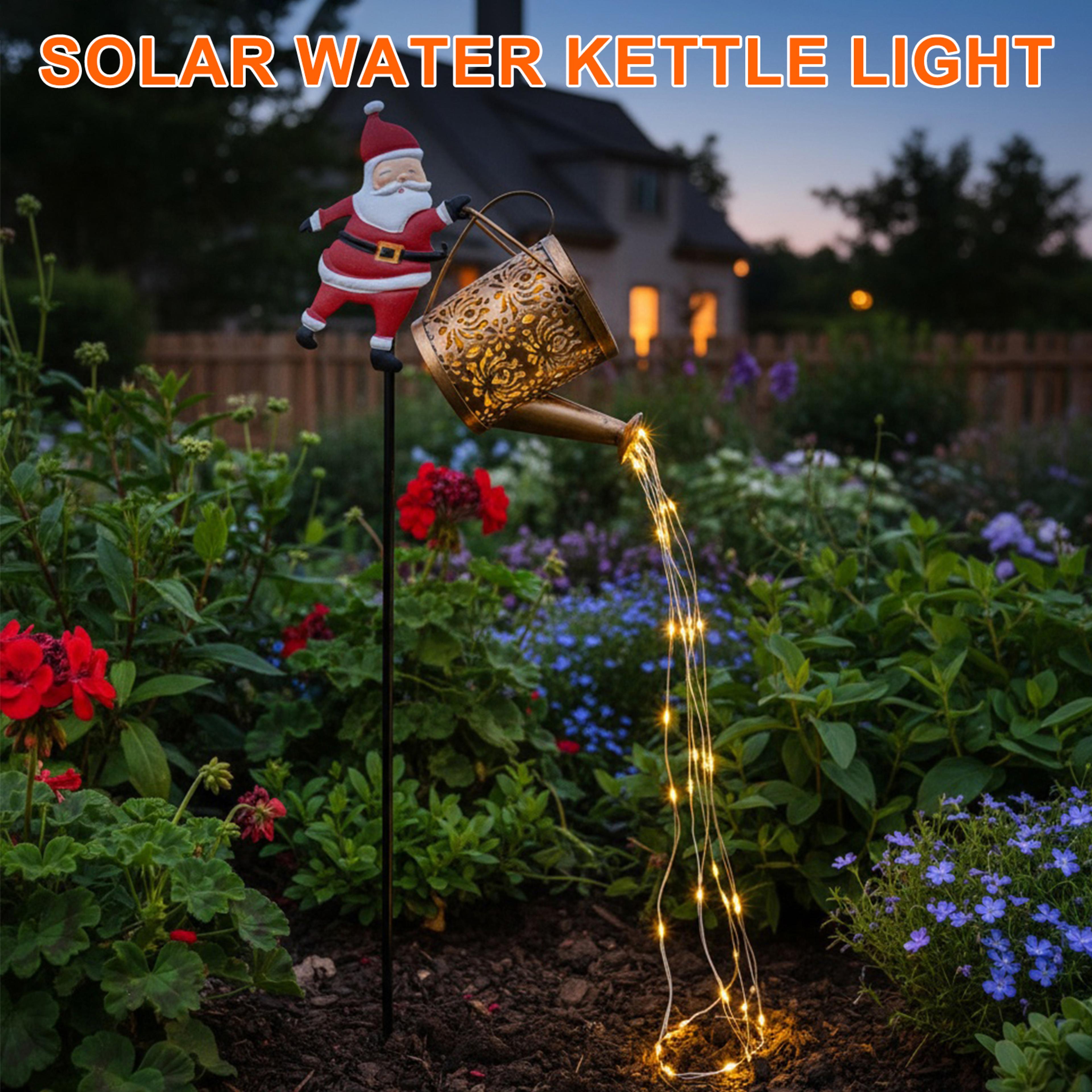 Outdoor Solar Lanterns Watering Can Lamp Christmas Santa Solar Kettle String Light 4