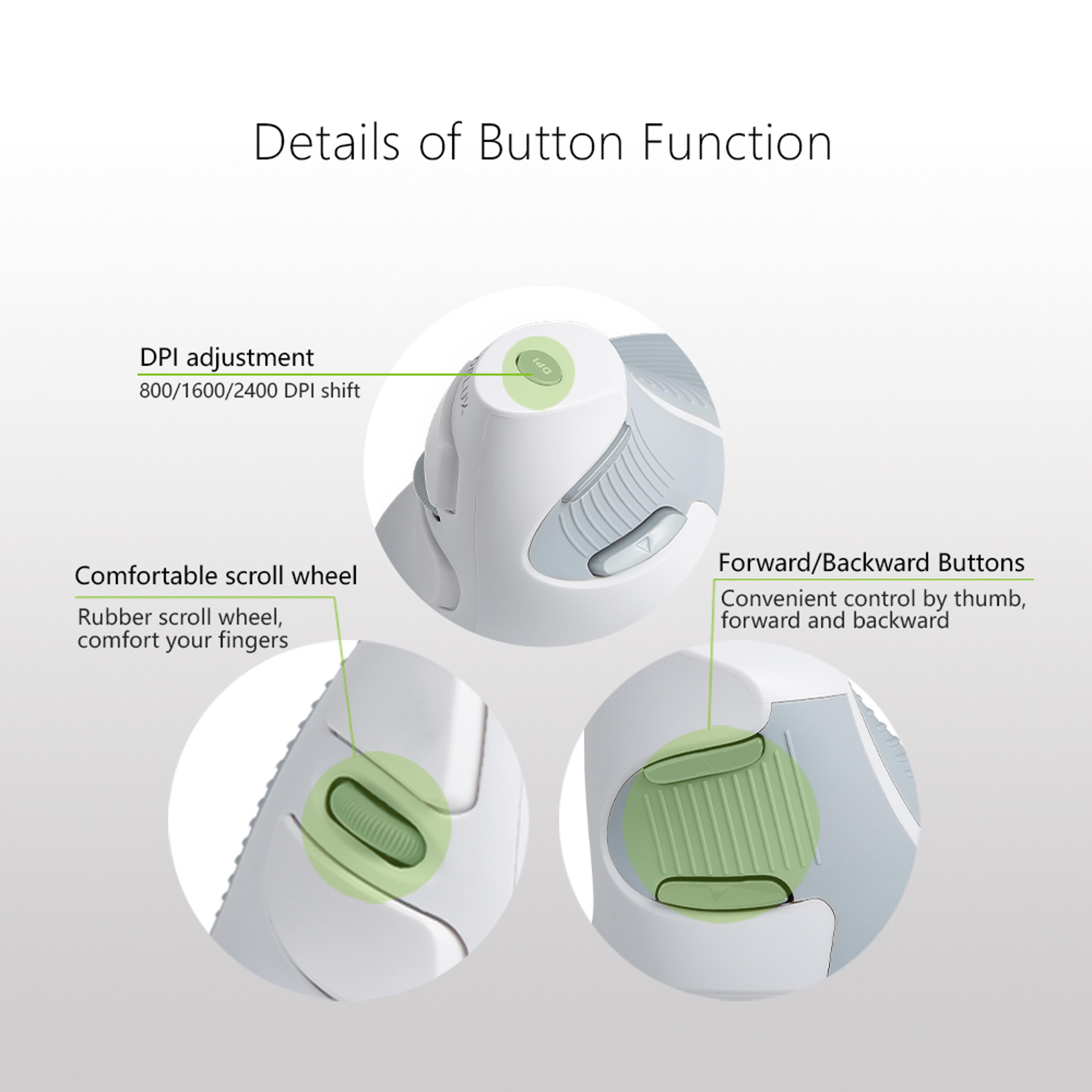 White Ergonomic Vertical Mouse 1600 DPI 6 Buttons Wired Optical Right Hand Mice 2