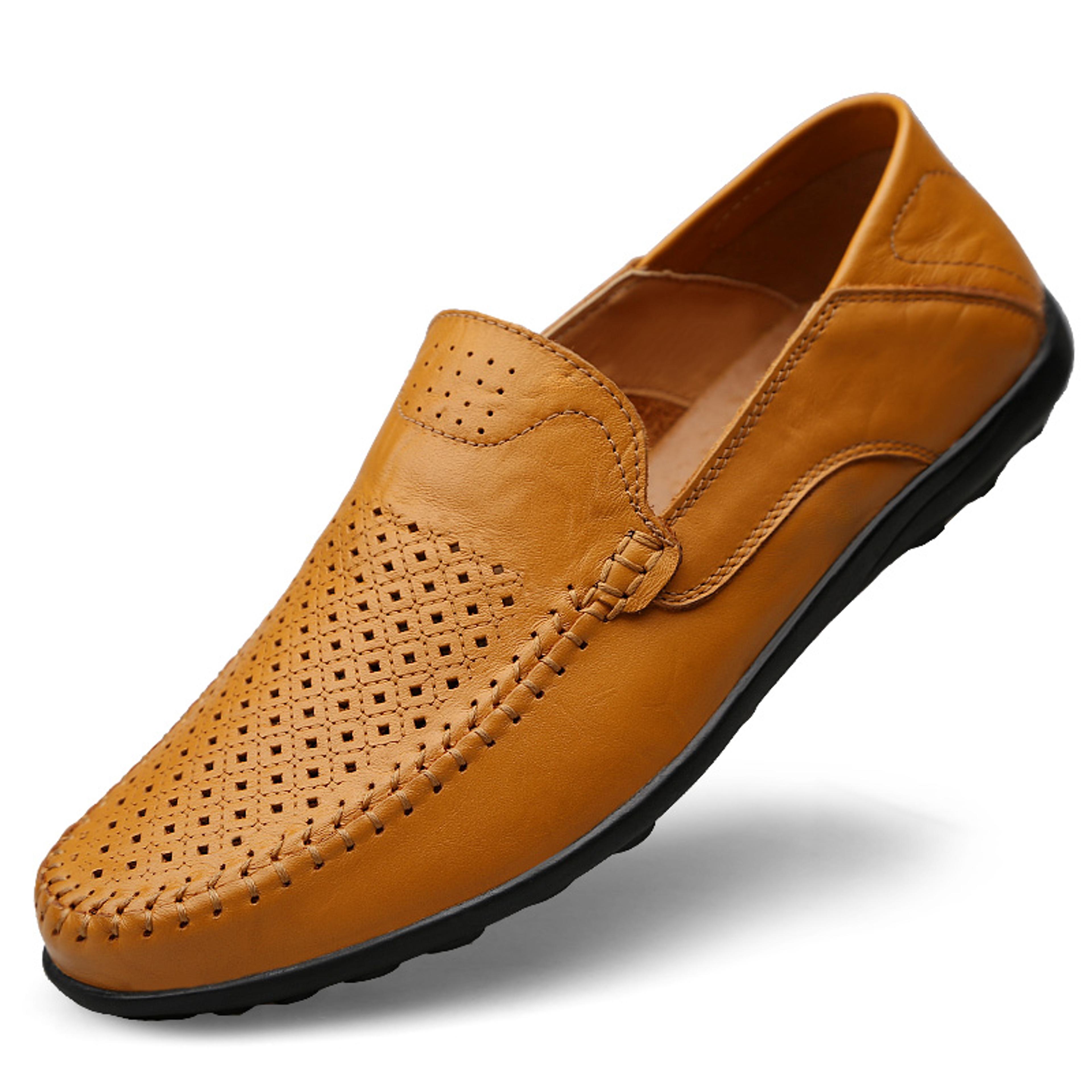 Mens Genuine Leather Casual Shoes Luxury Brand Loafers Breathable Italian Moccasins Slip On Boat Sh