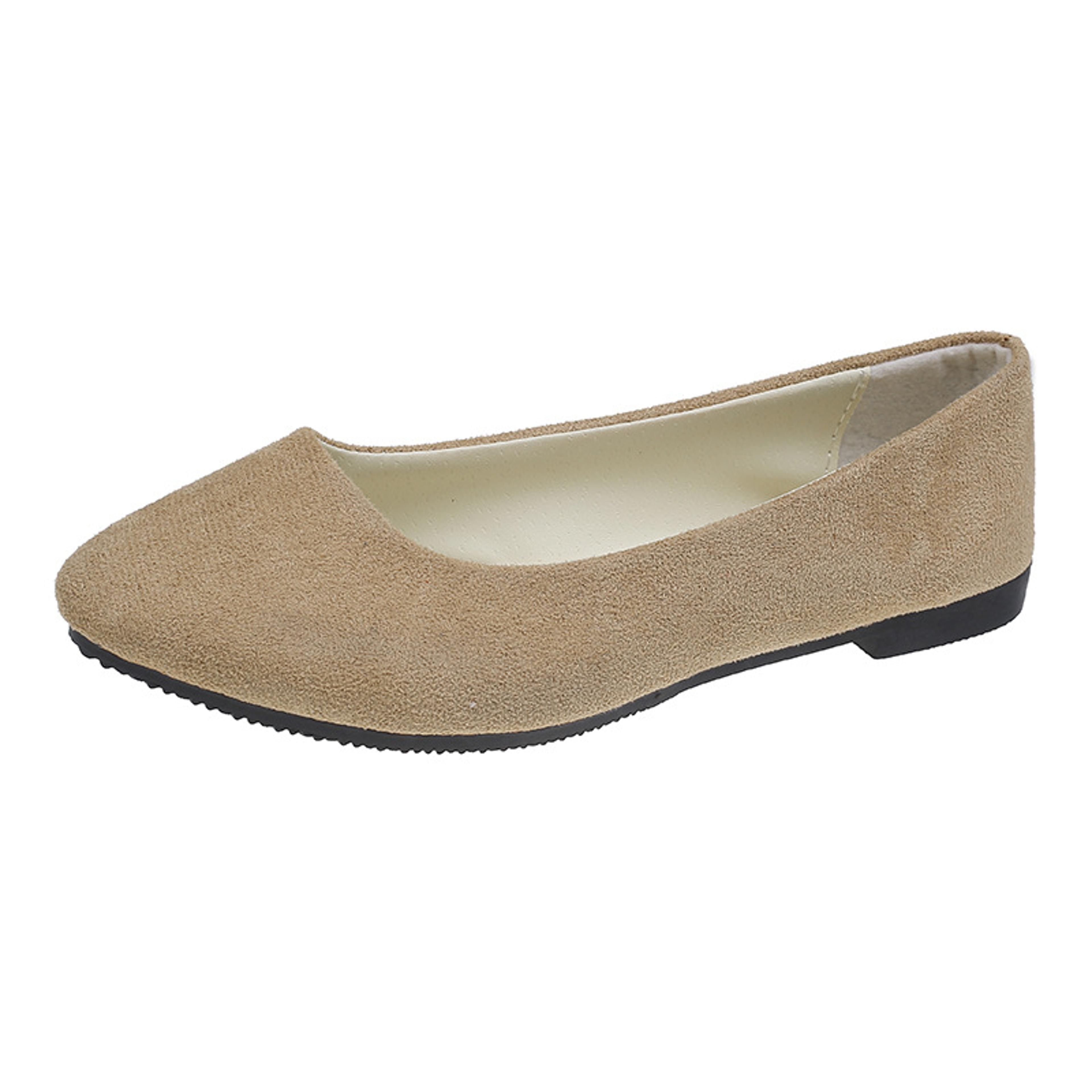 spring flock ballet flats, slip on women flats shoes, candy color pointed toe female loafers, large size women shoes