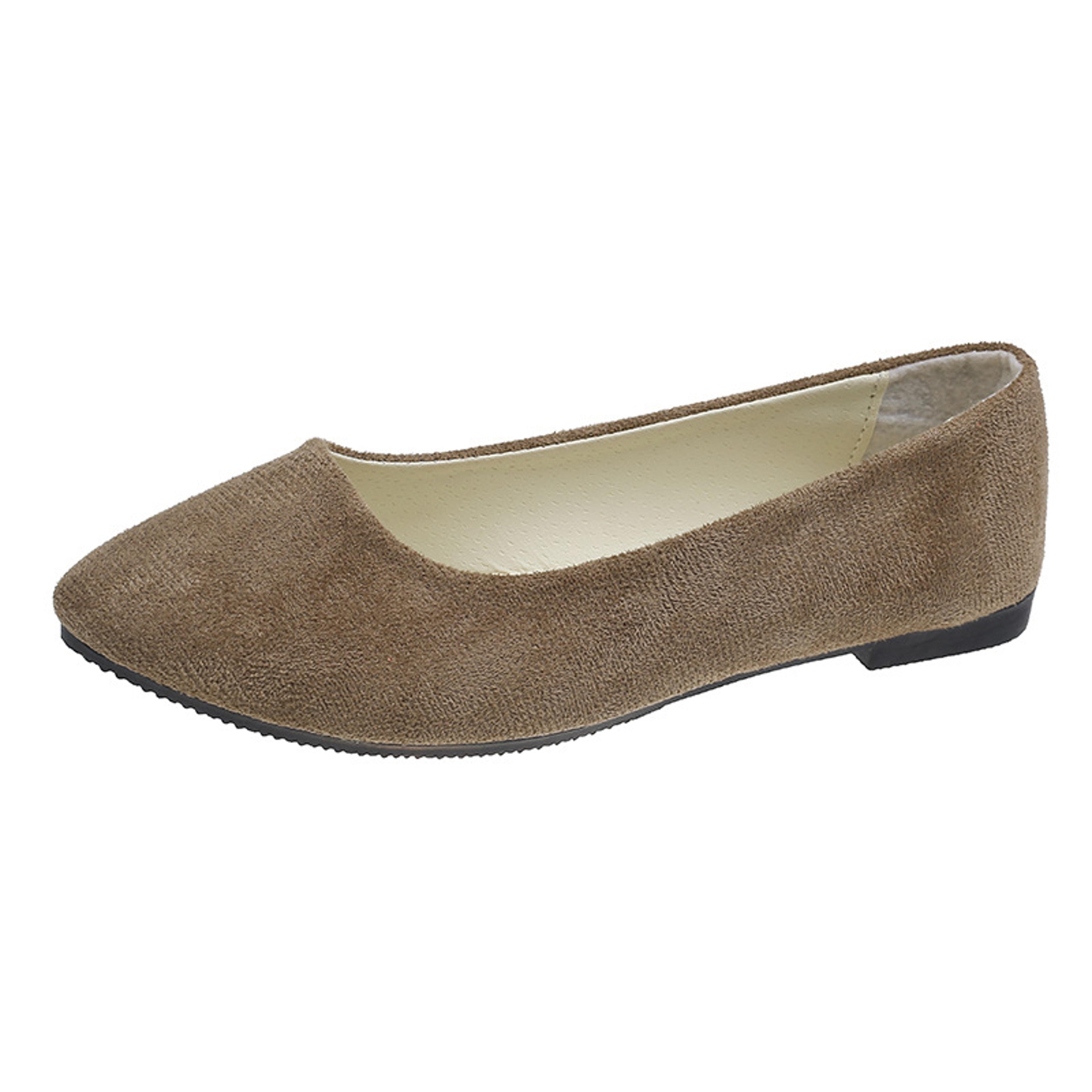 Spring Flock Ballet Flats Slip On Women Flats Shoes Candy Color Pointed Toe Female Loafers Large Si 13