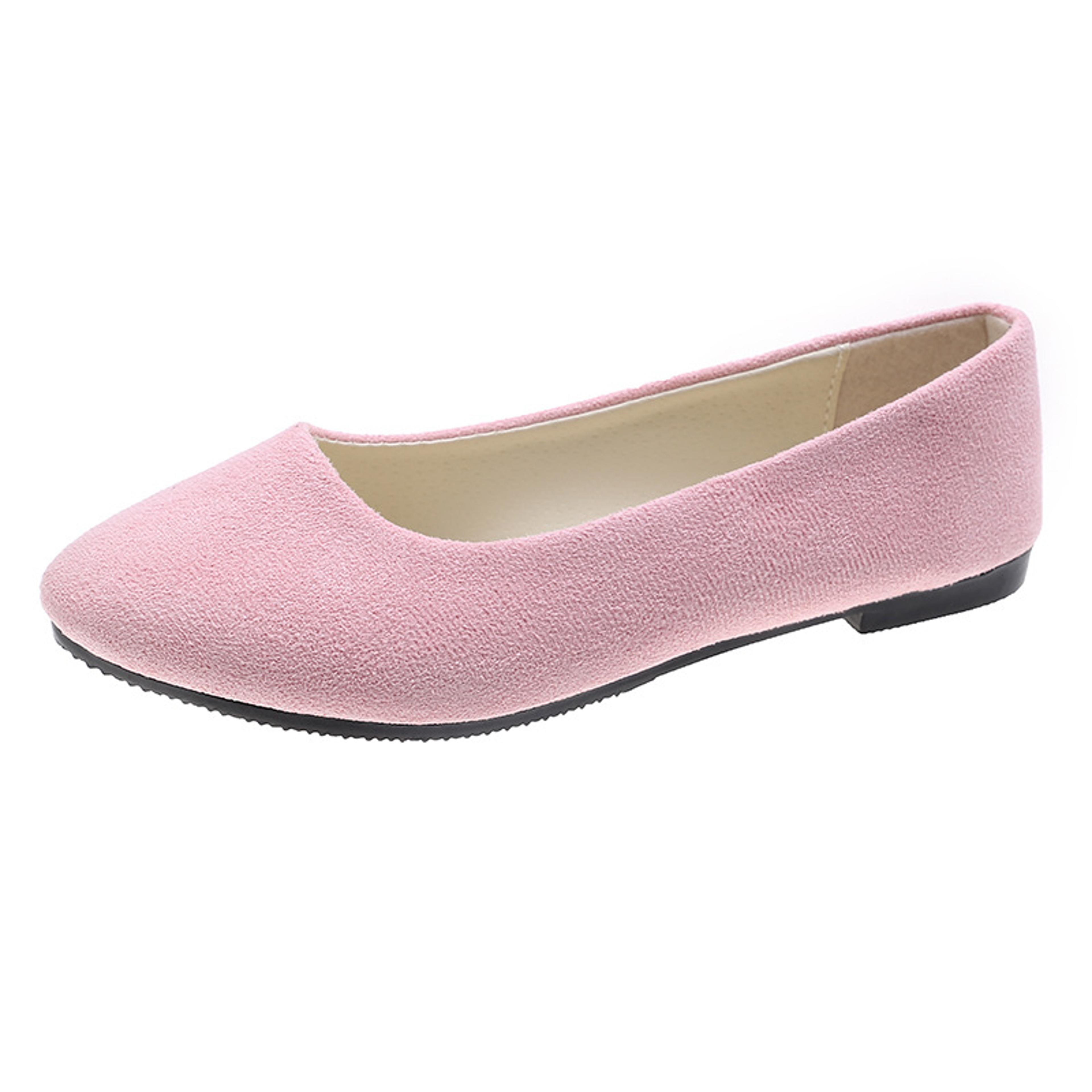 Spring Flock Ballet Flats Slip On Women Flats Shoes Candy Color Pointed Toe Female Loafers Large Si 14