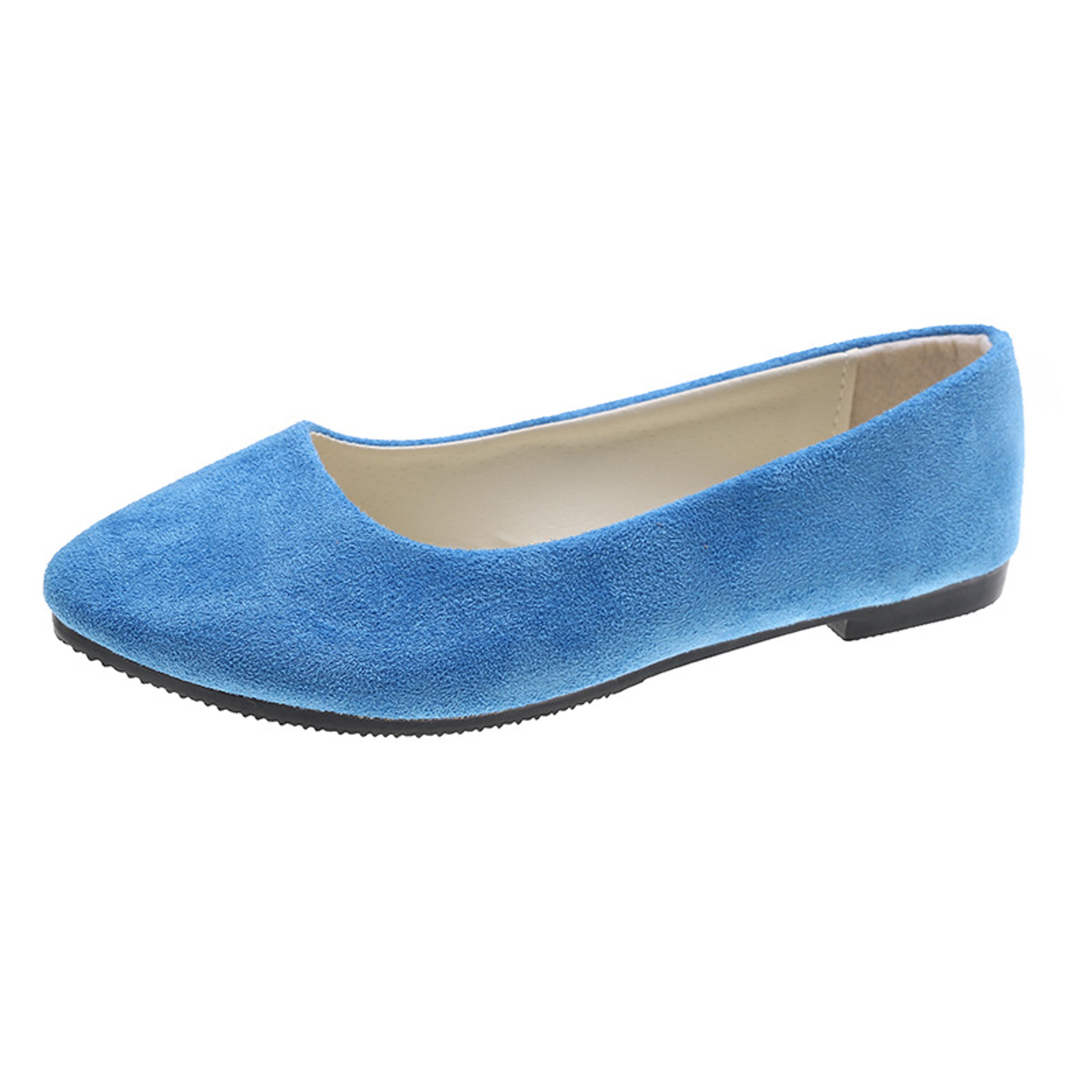 Spring Flock Ballet Flats Slip On Women Flats Shoes Candy Color Pointed Toe Female Loafers Large Si 16