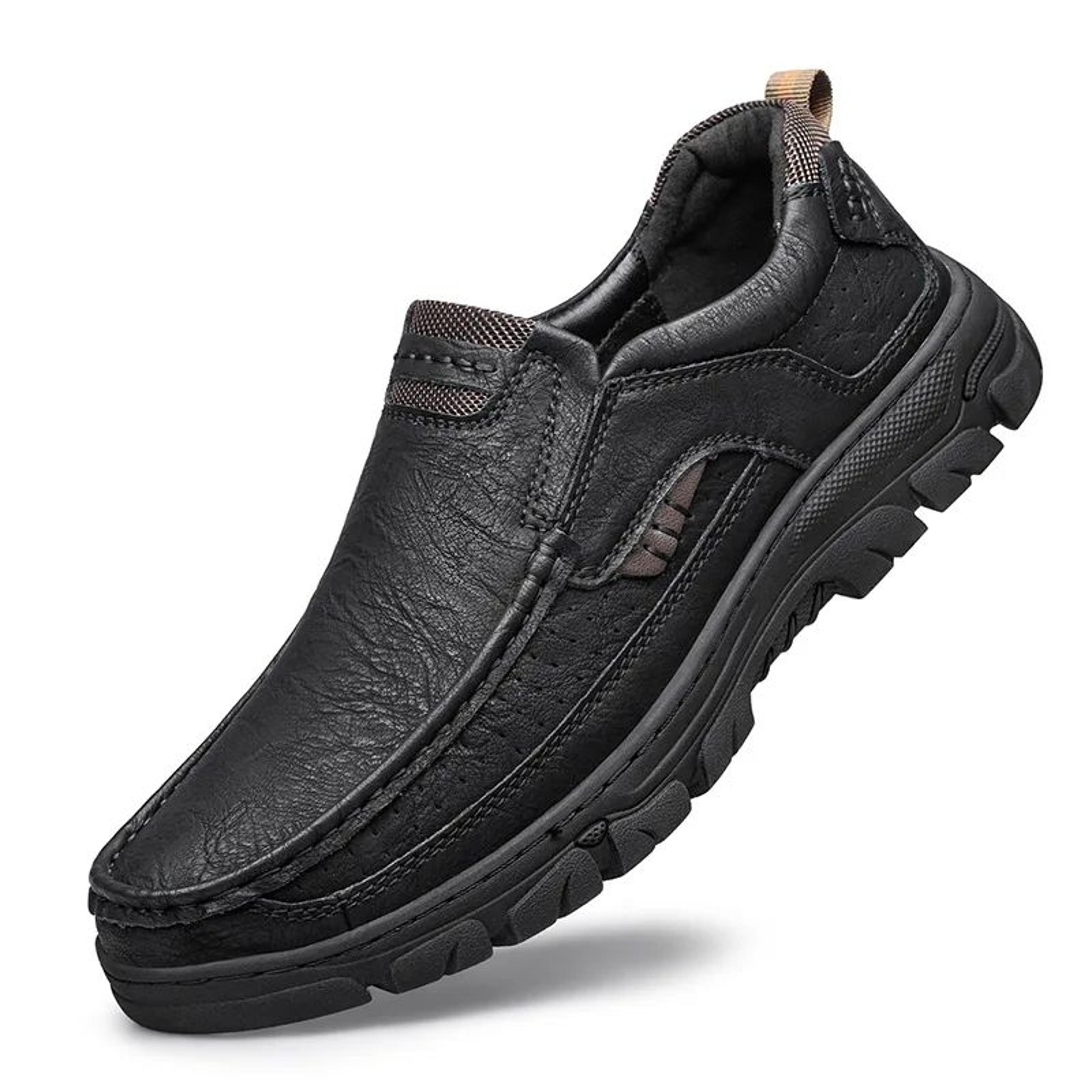 Mens SlipOn Leather Casual Shoes WearResistant AntiSkid Loafers Round Toe Thick Bottom Dress Footwe 5