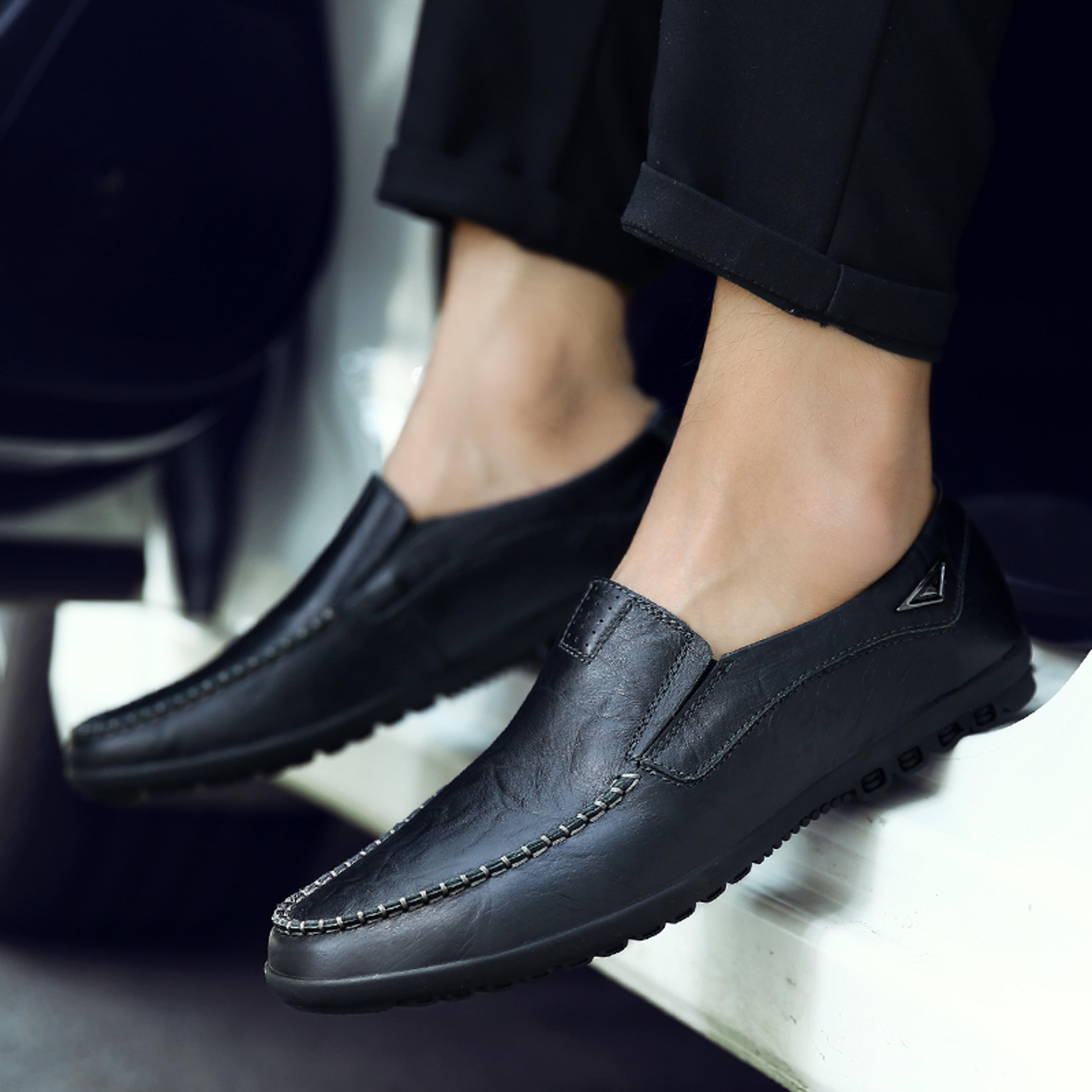 Handmade Casual Loafers For Men Comfortable SlipOn AntiSlip Leather Driving Shoes 2