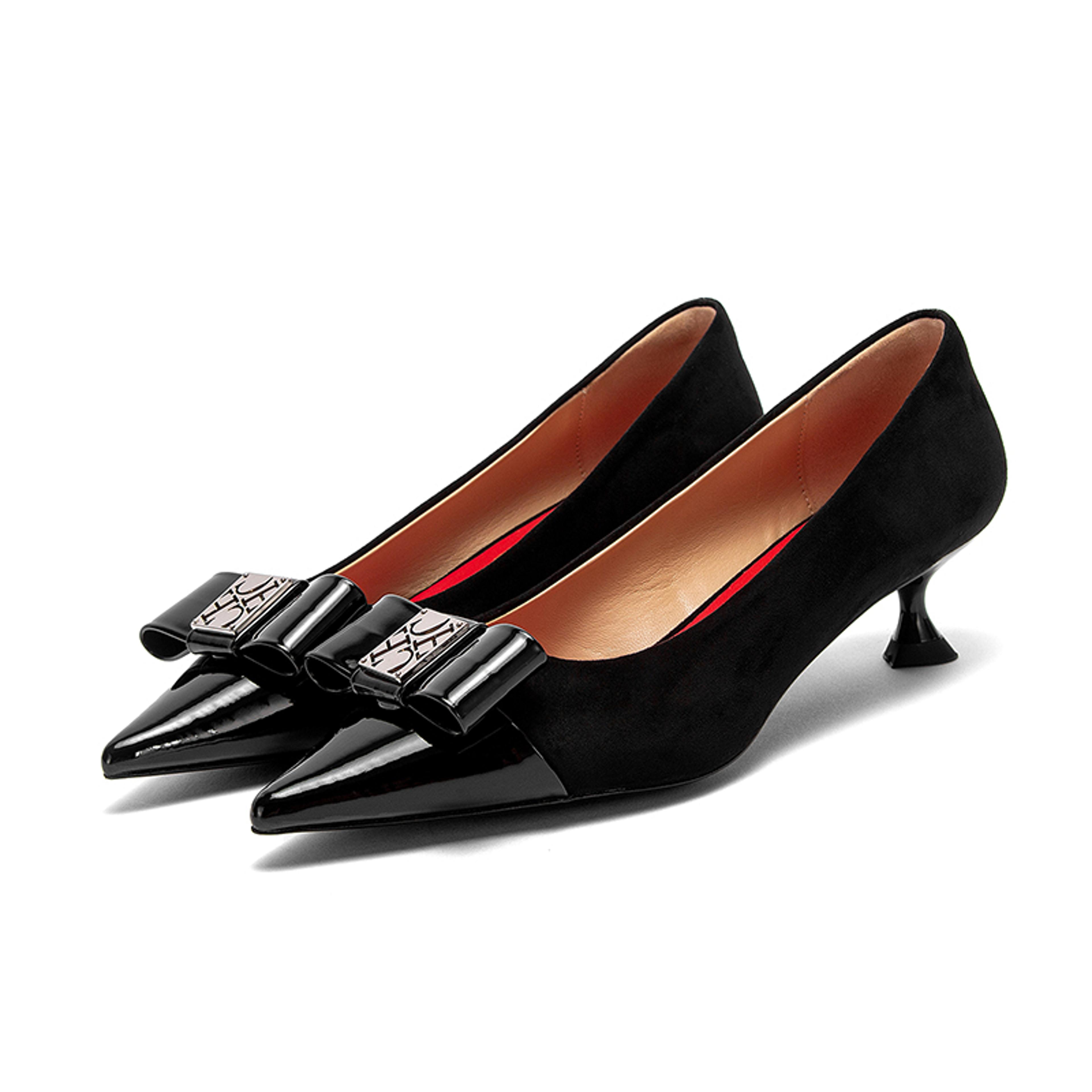 Elegant Womens High Heels Winter Anti Velvet Shoes Black Heels For Business Dinner 5