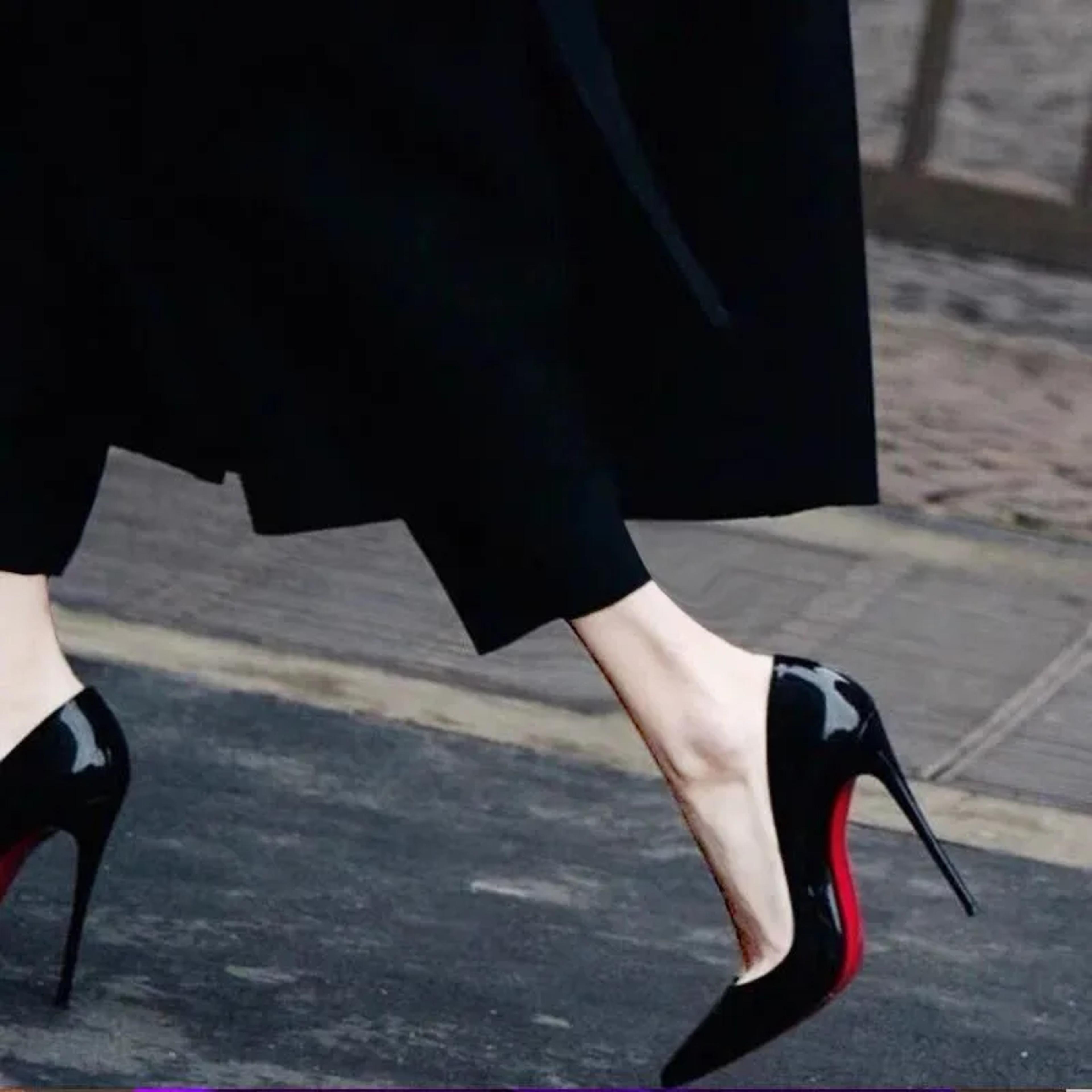 Sexy Black Red Sole High Heels Pointed Toe Stiletto Heel Shiny Patent Leather Womens Shoes For Spri 1