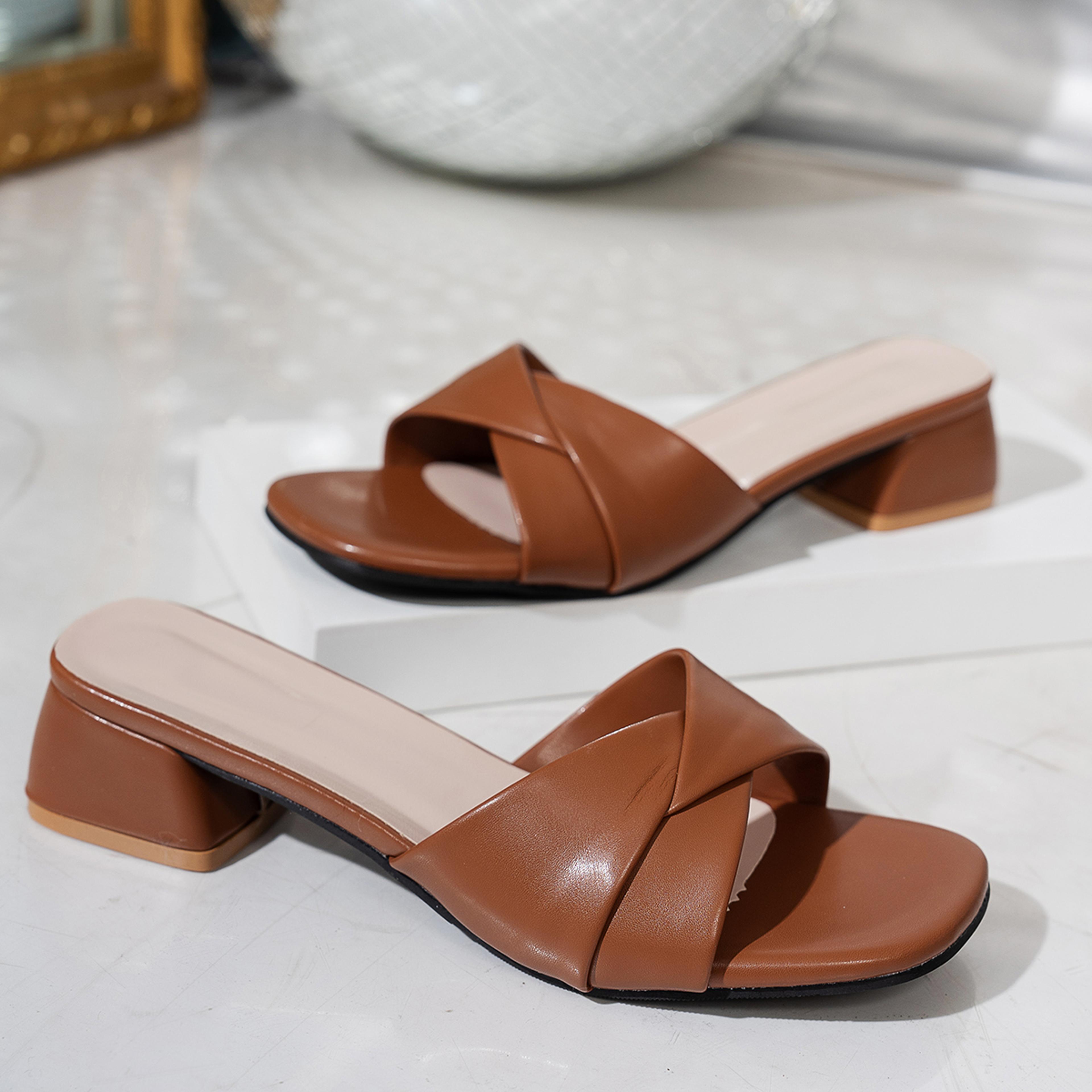 Summer New Fashion Open Toe Versatile Candy Color Large Slippers Solid Color Simple Leather Surface 1