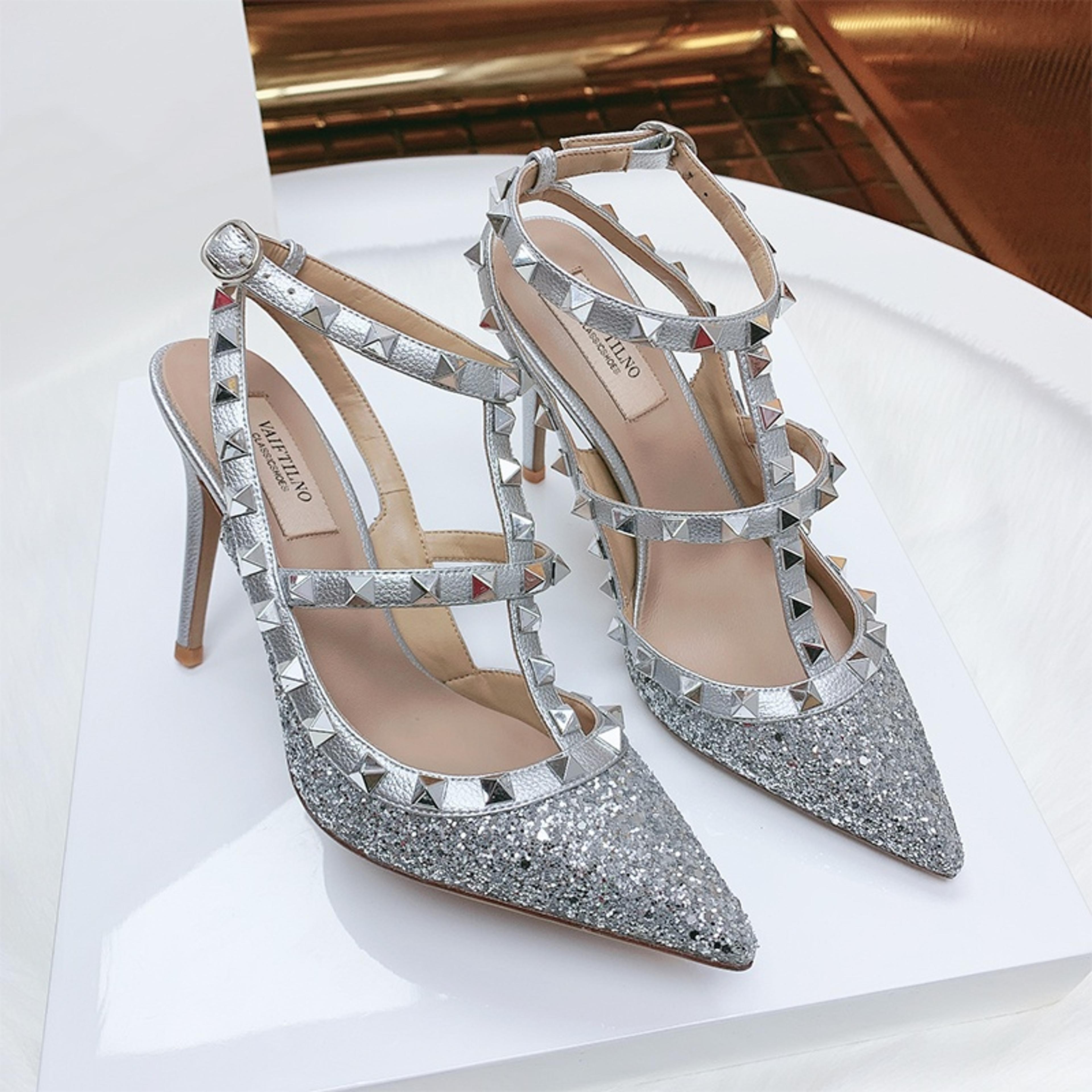 Summer Gladiator Stiletto Sandals For Women Metal Rivet High Heels Elegant Pointed Toe Sexy Party S 3