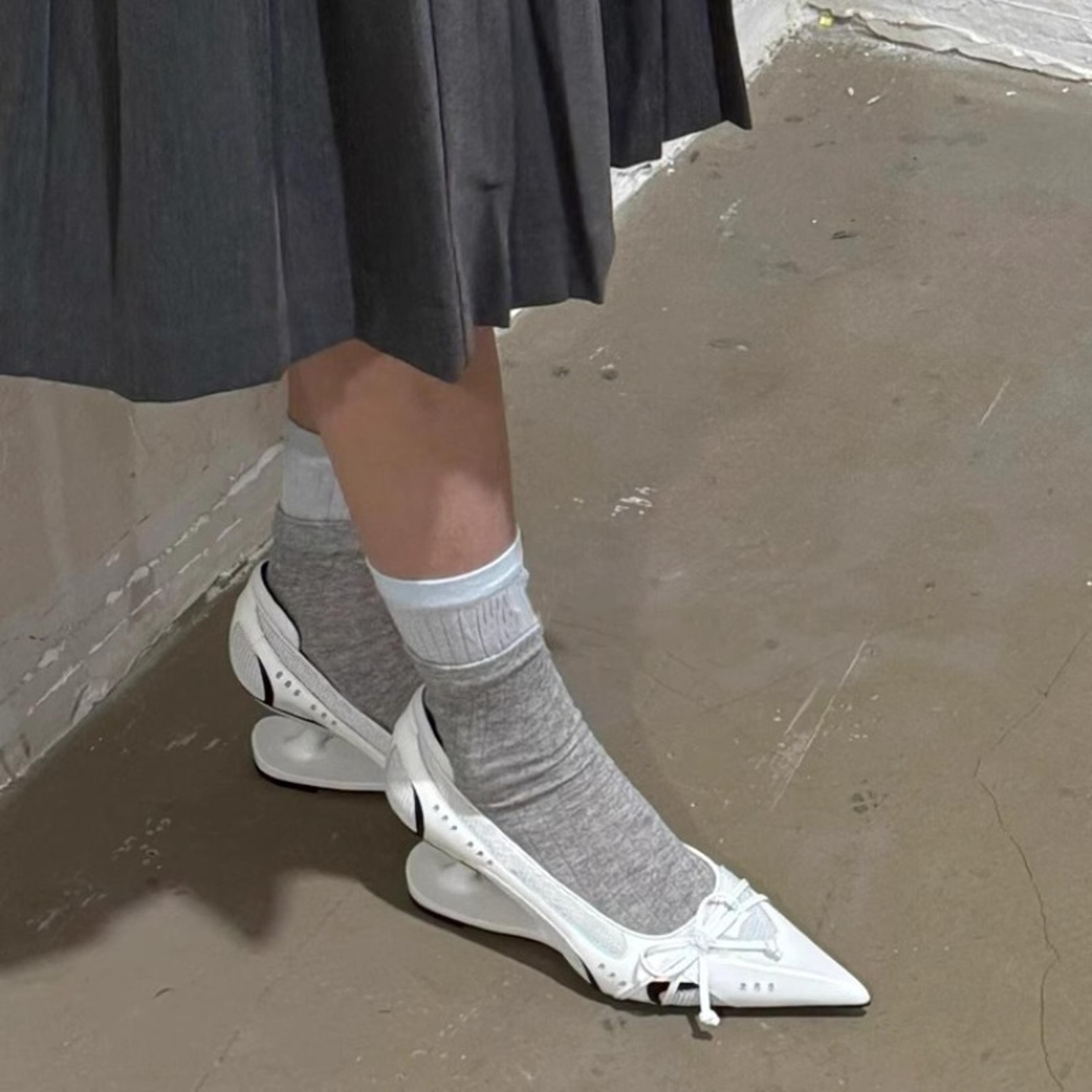 Womens Fashion Bow Spliced Heels Special Heel Pointed Toe Non Slip Shallow Mouth Mary Jane Single S 3