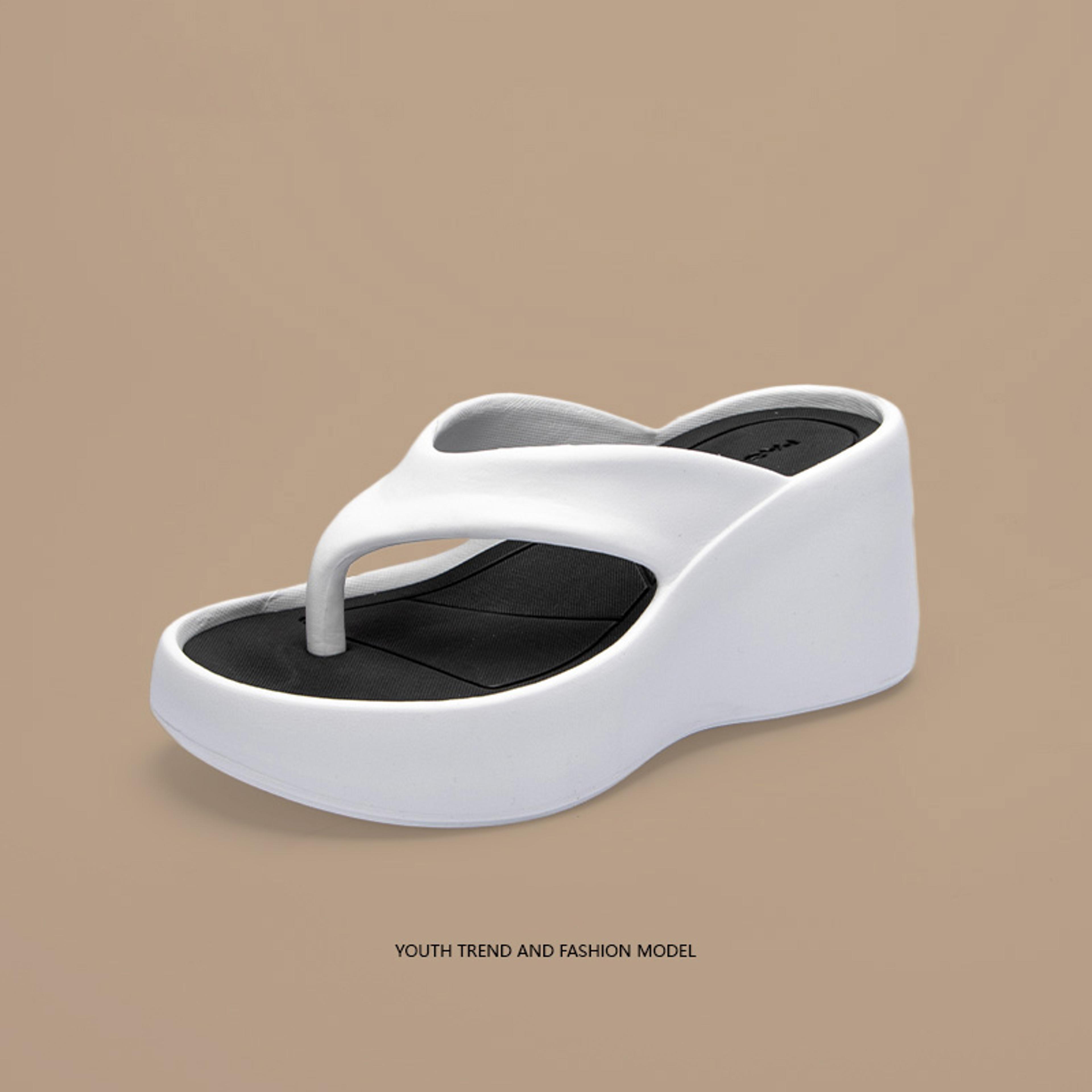 Summer Chunky Platform Beach Sandals Womens Clip Toe Wedge Flip Flops Thick Sole High Heeled Eva Sl 4