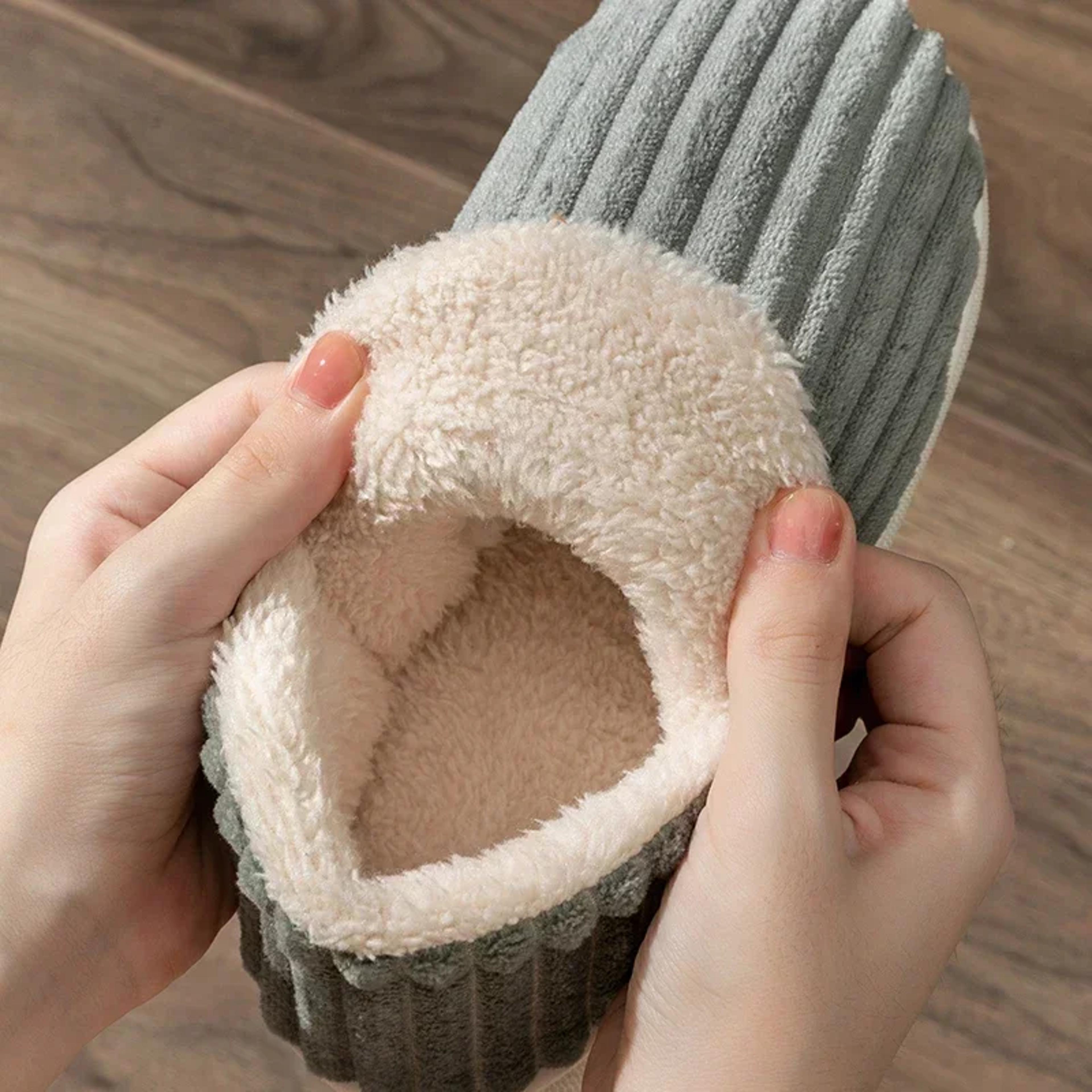 Winter Couple Style Nonslip Slippers Solid Color Wrap Heels Plush Warm Flip Flops For Women And Men