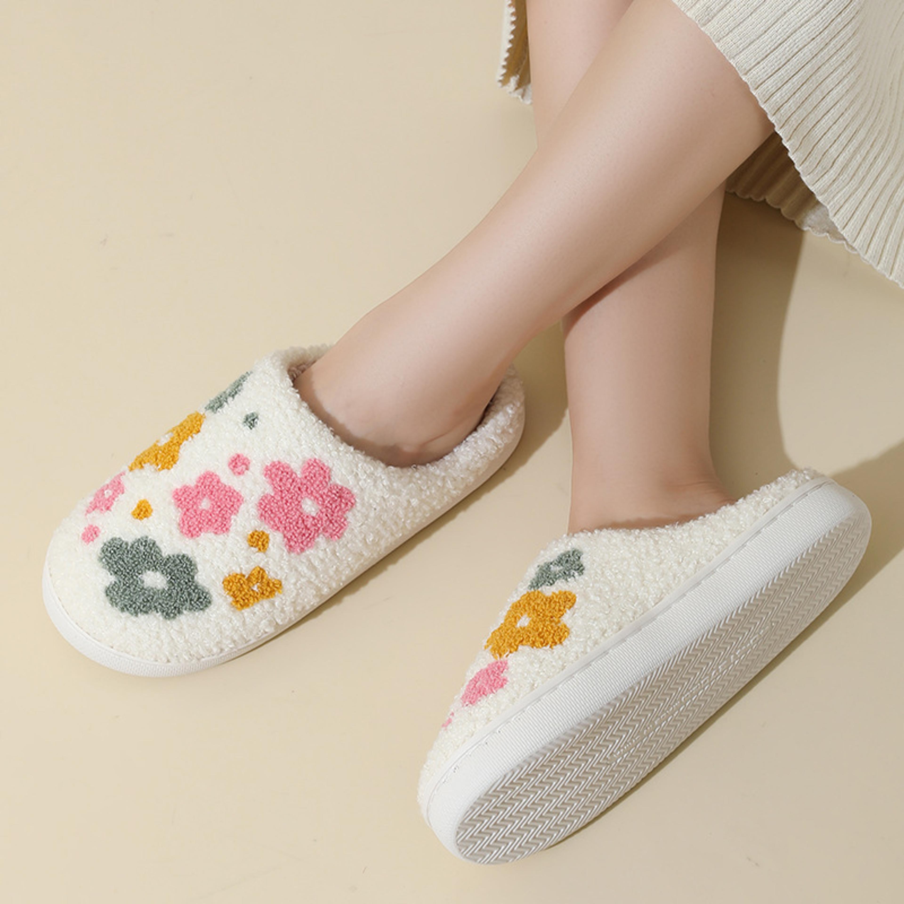 Women New Winter Slippers Soft Seagulls Flat Sandals Christmas Flip Flops Girls Fashion Flowers Cou