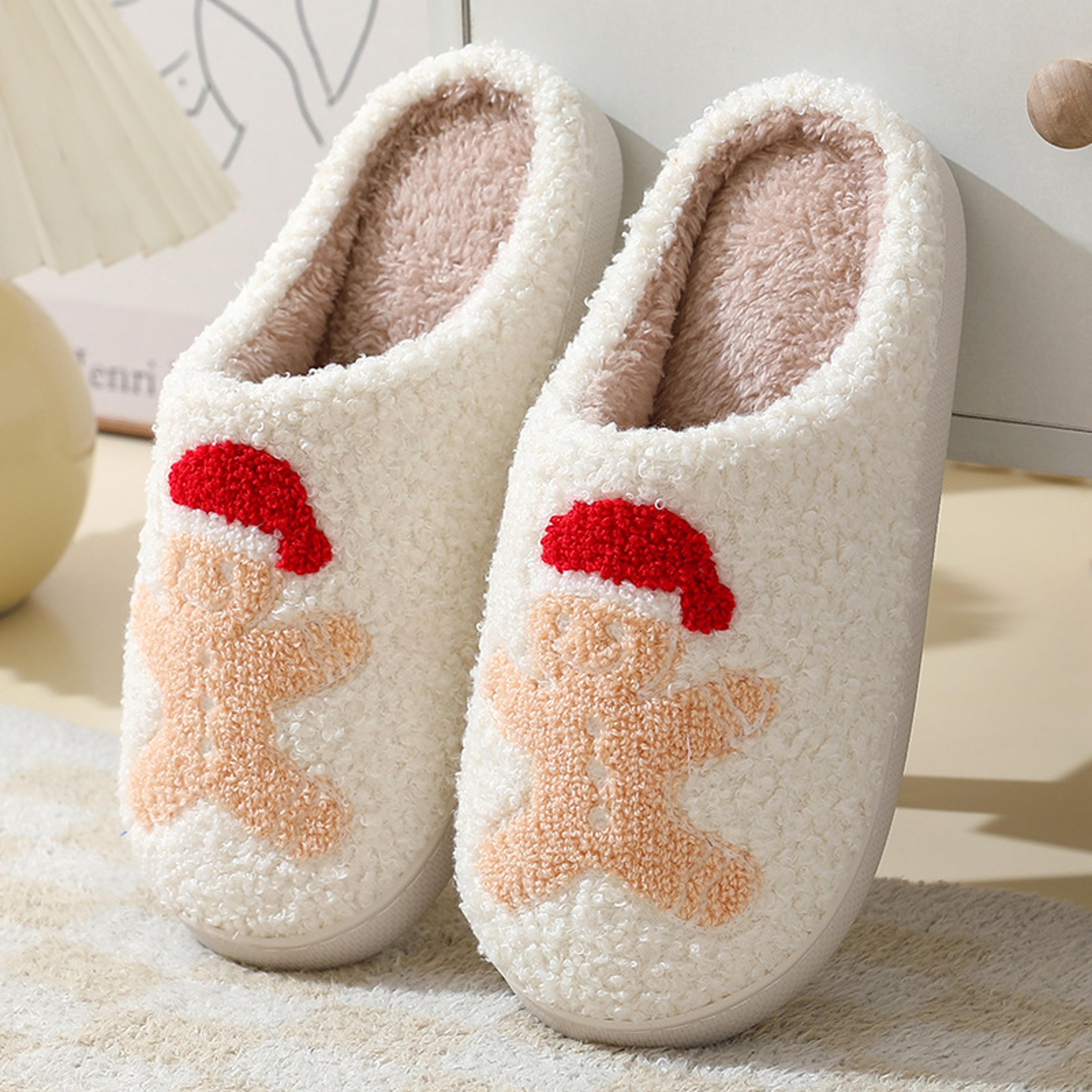 Women New Winter Slippers Soft Seagulls Flat Sandals Christmas Flip Flops Girls Fashion Flowers Cou