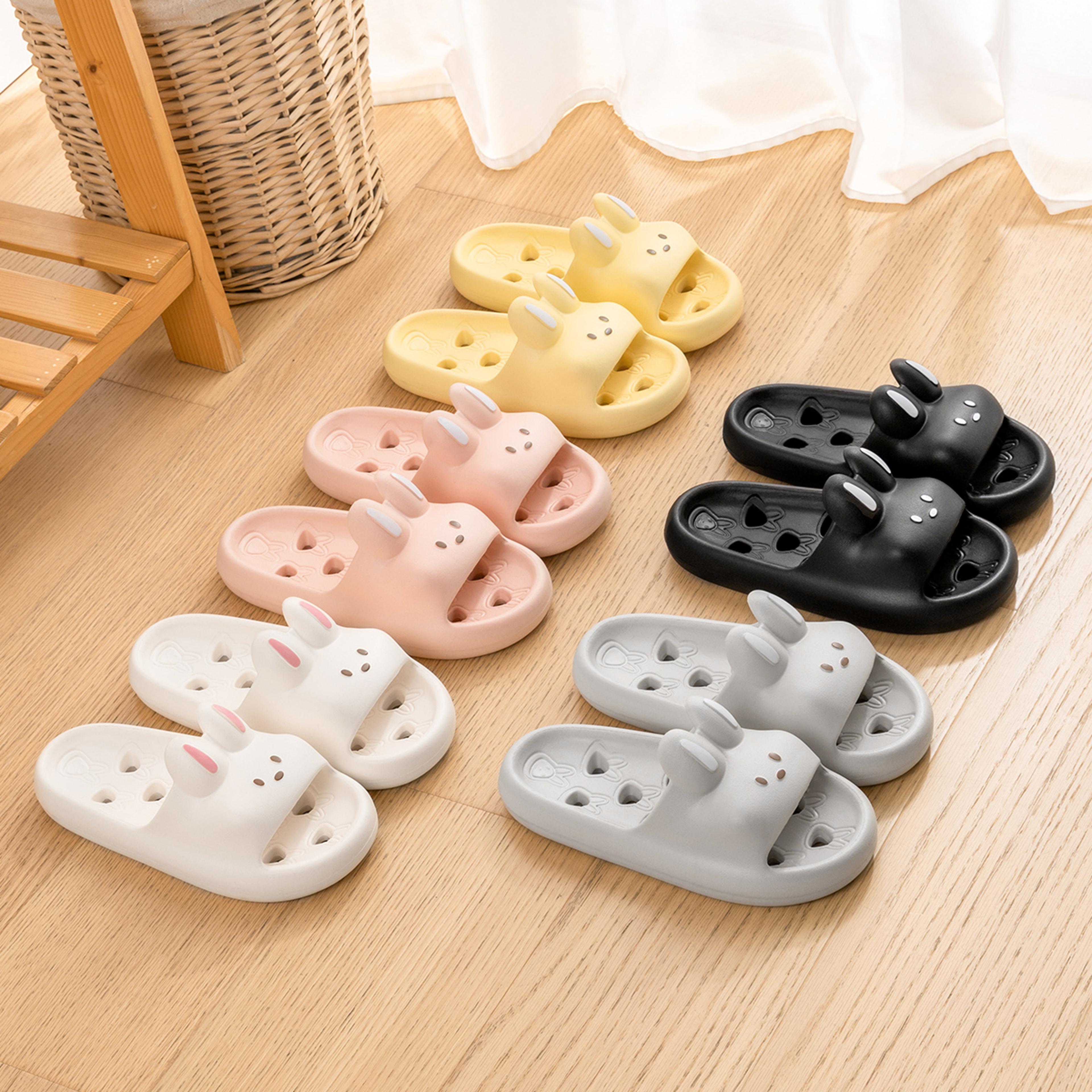 Cute NonSlip Cartoon Women Bathroom Slippers Fashion Leaky Sandals Thick Bottom Slides Quick Drying 3