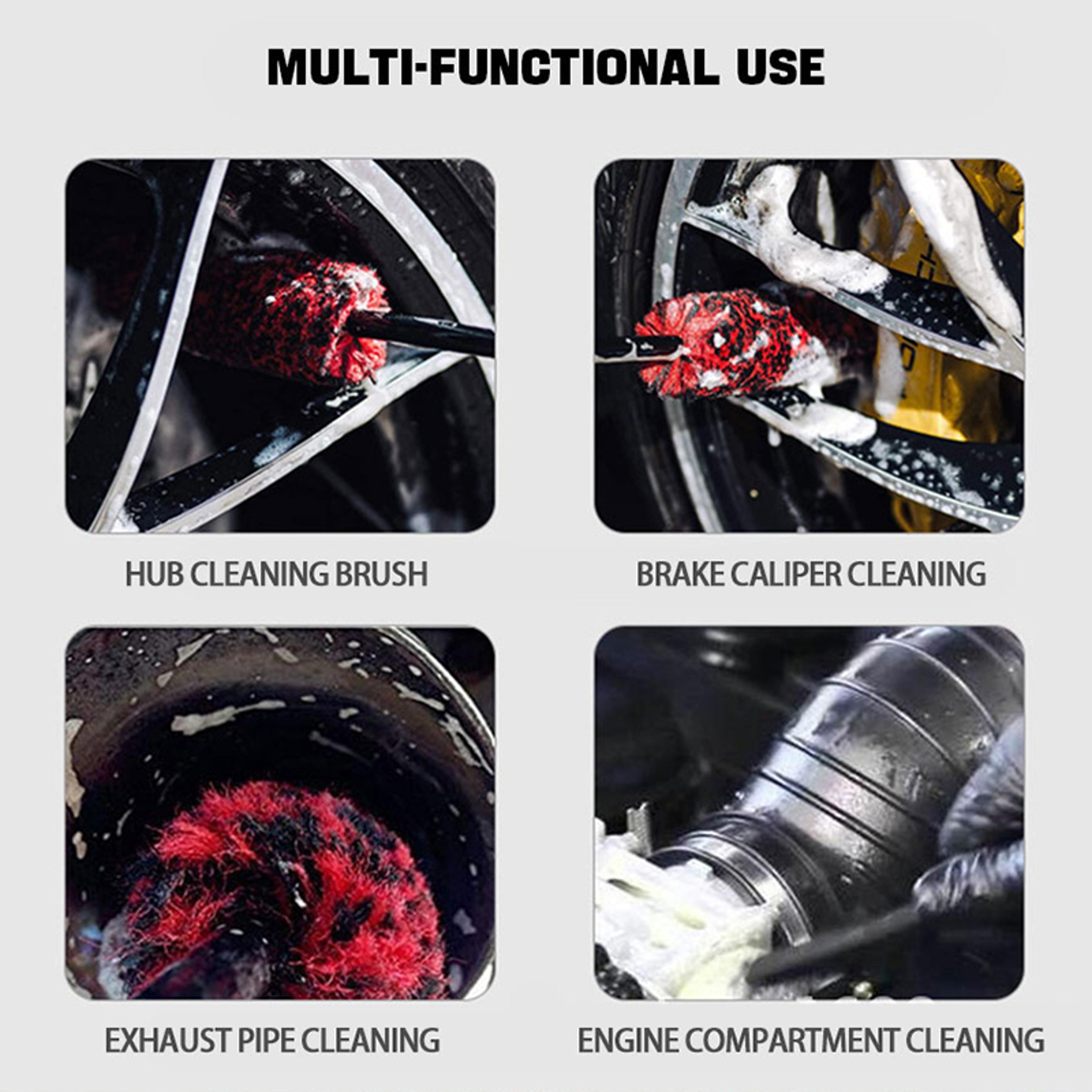 Plush Car Rim Tire Wash Brushes Car Wheel Detailing Cleaning Brush Long Handle Bendable Auto Wheel  3