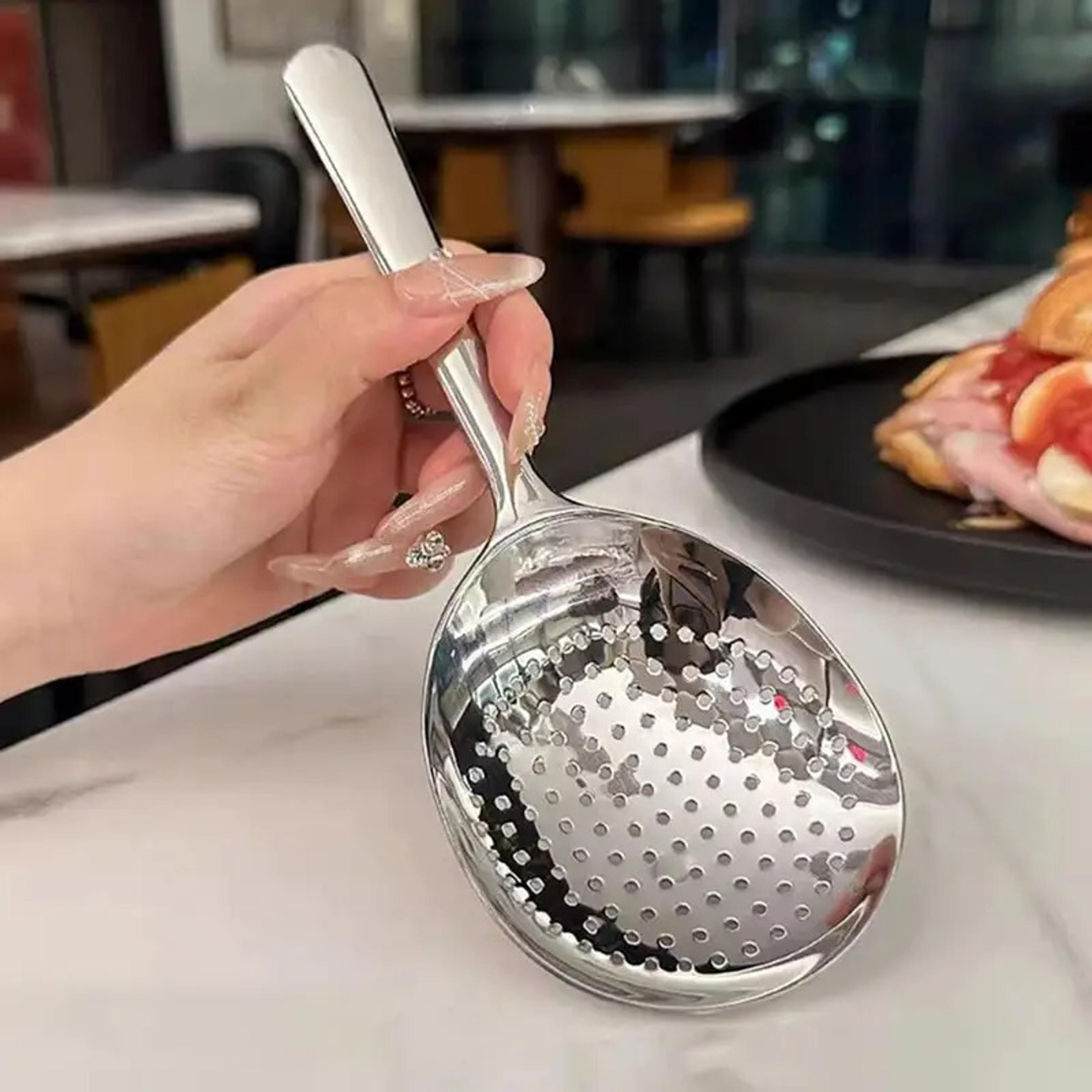 Stainless Steel Ladle For Soup Rice Serving Spoon Drain Hole Heat Insulated Handle Kitchen Utensils 3