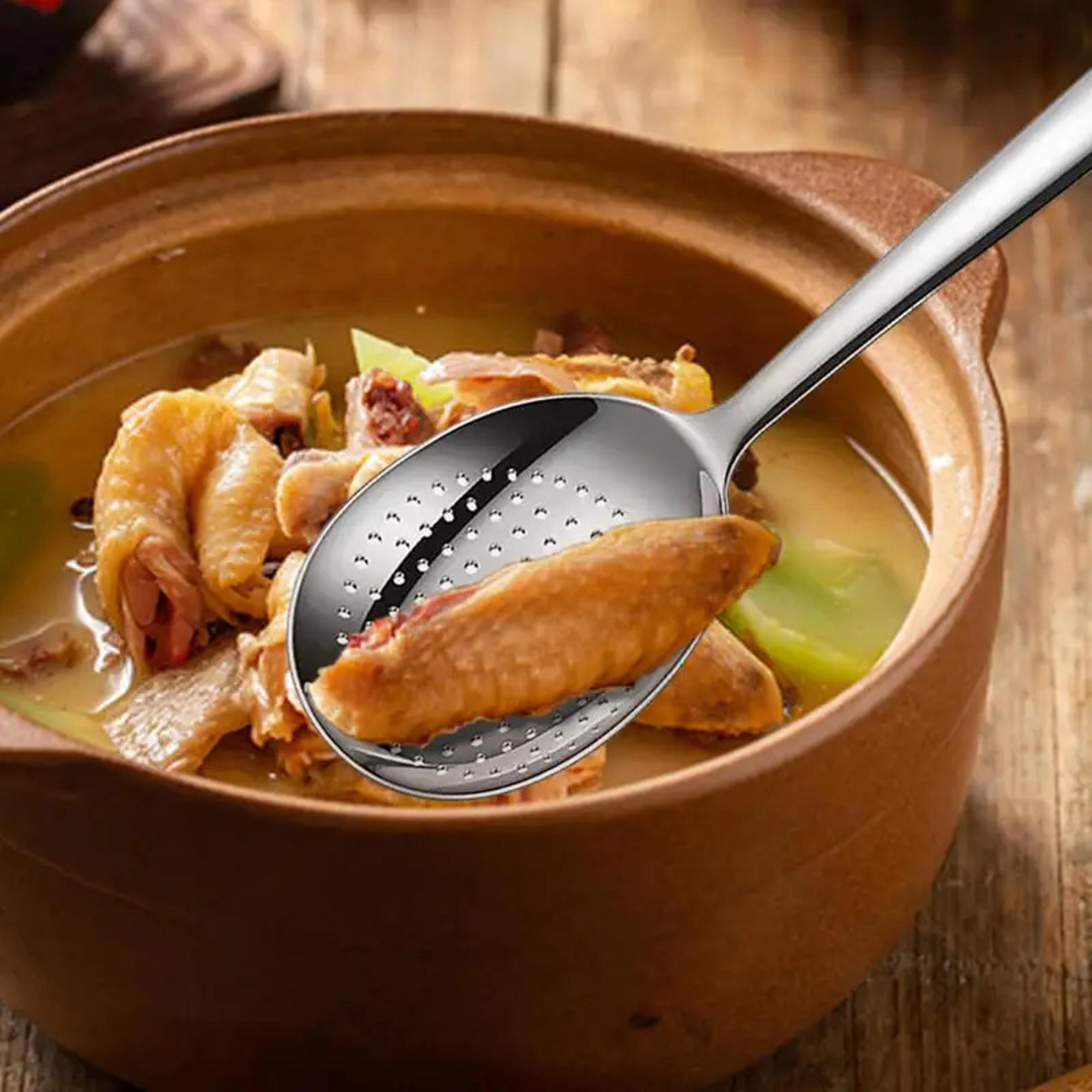 Stainless Steel Ladle For Soup Rice Serving Spoon Drain Hole Heat Insulated Handle Kitchen Utensils 5