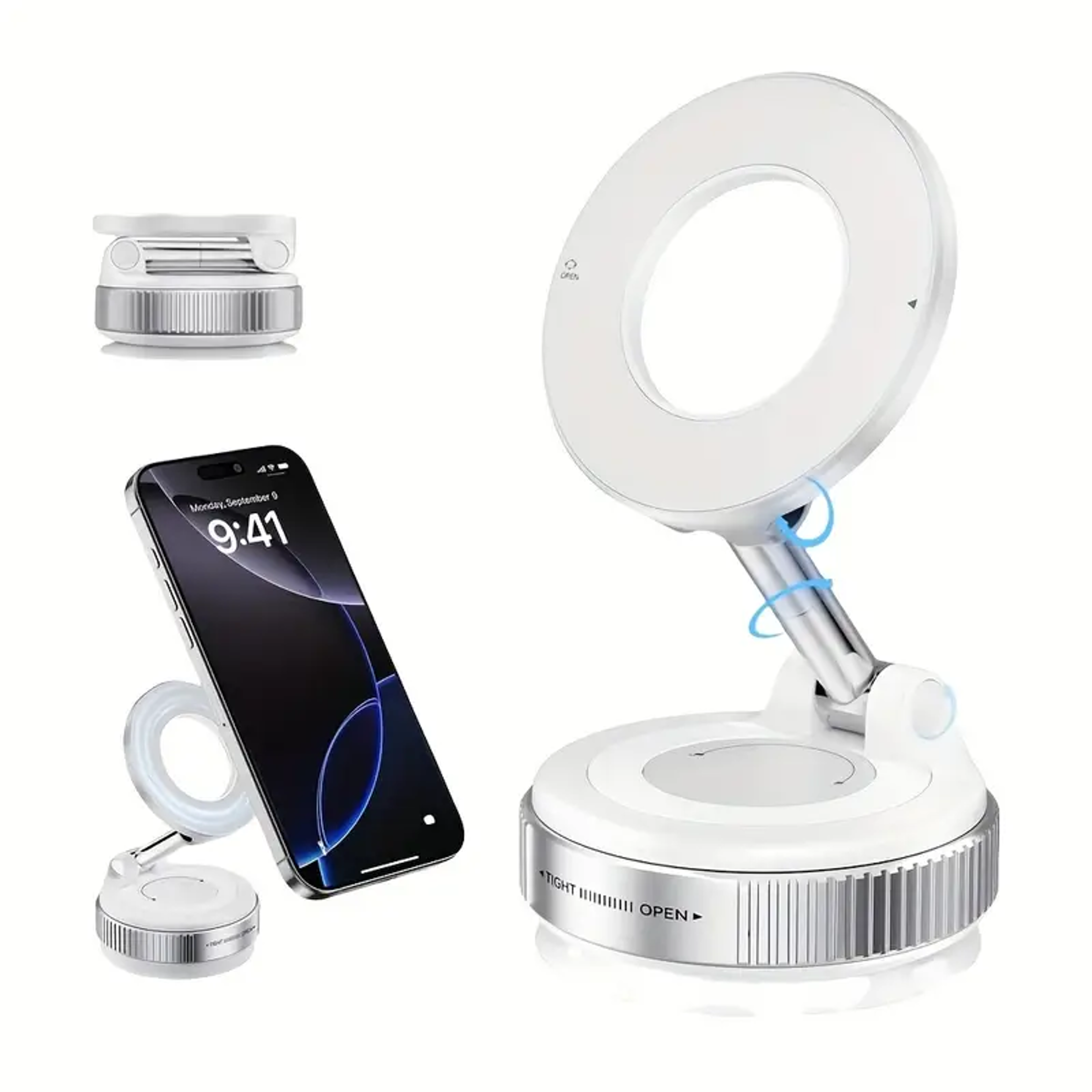Magnetic Car Phone Mount 360 Foldable Vacuum Magnetic Phone Holder HandsFree Suction Cup Phone Hold 2