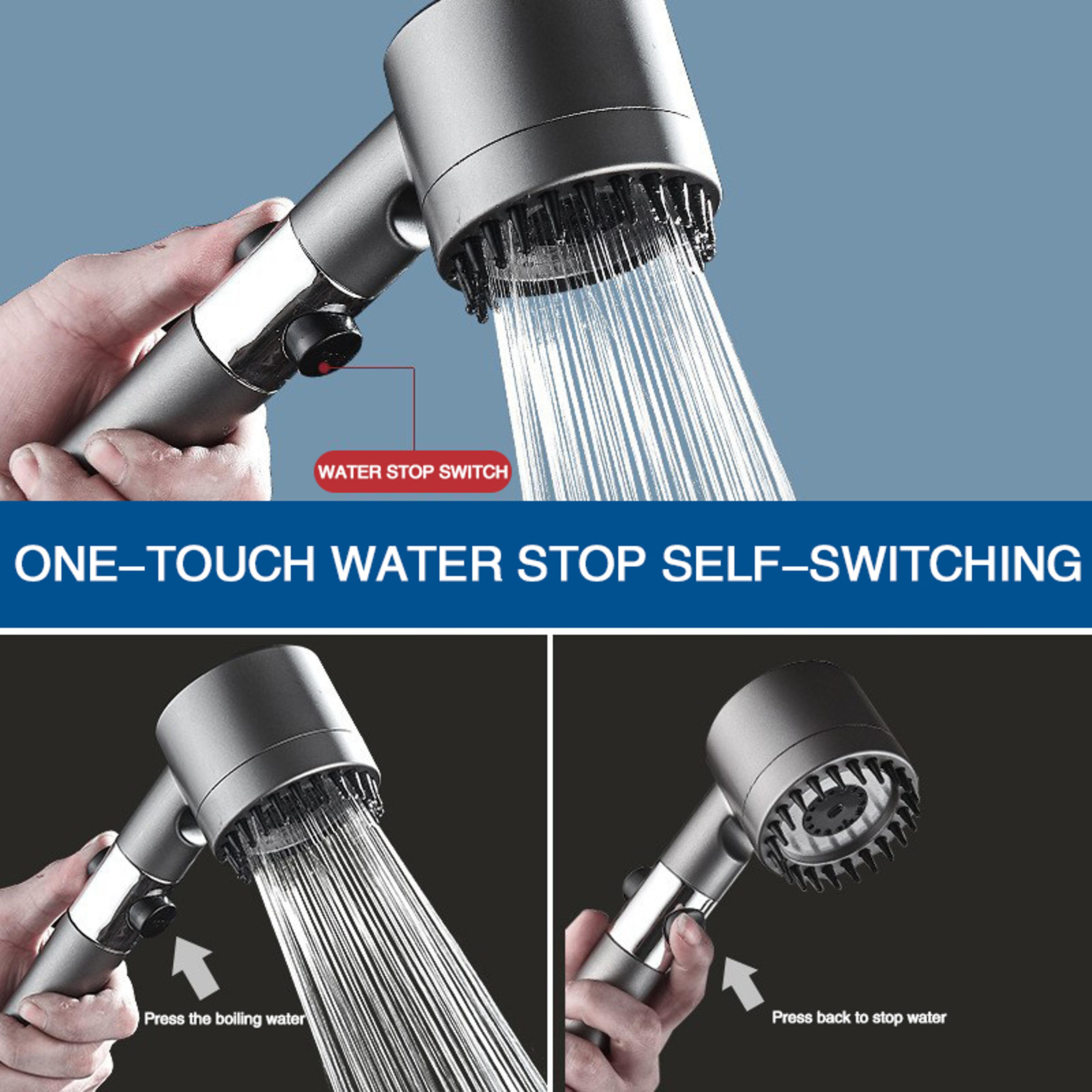 HighPressure Shower Head With Adjustable Spray Massage Brush Filter For Rain Shower Faucet 2