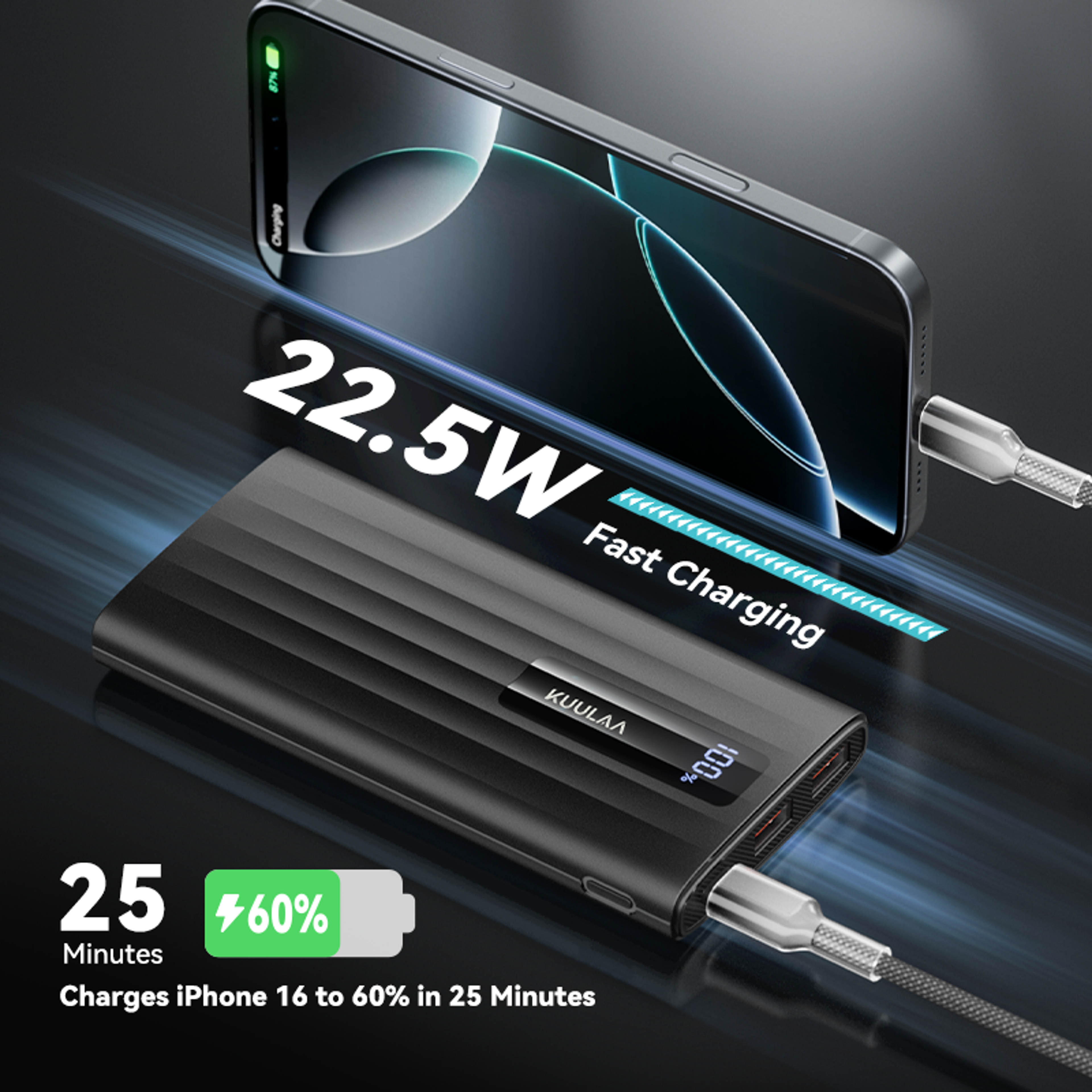 Portable Charger Power BankPD Fast Charging External Battery For Phones Tablets Travel 2