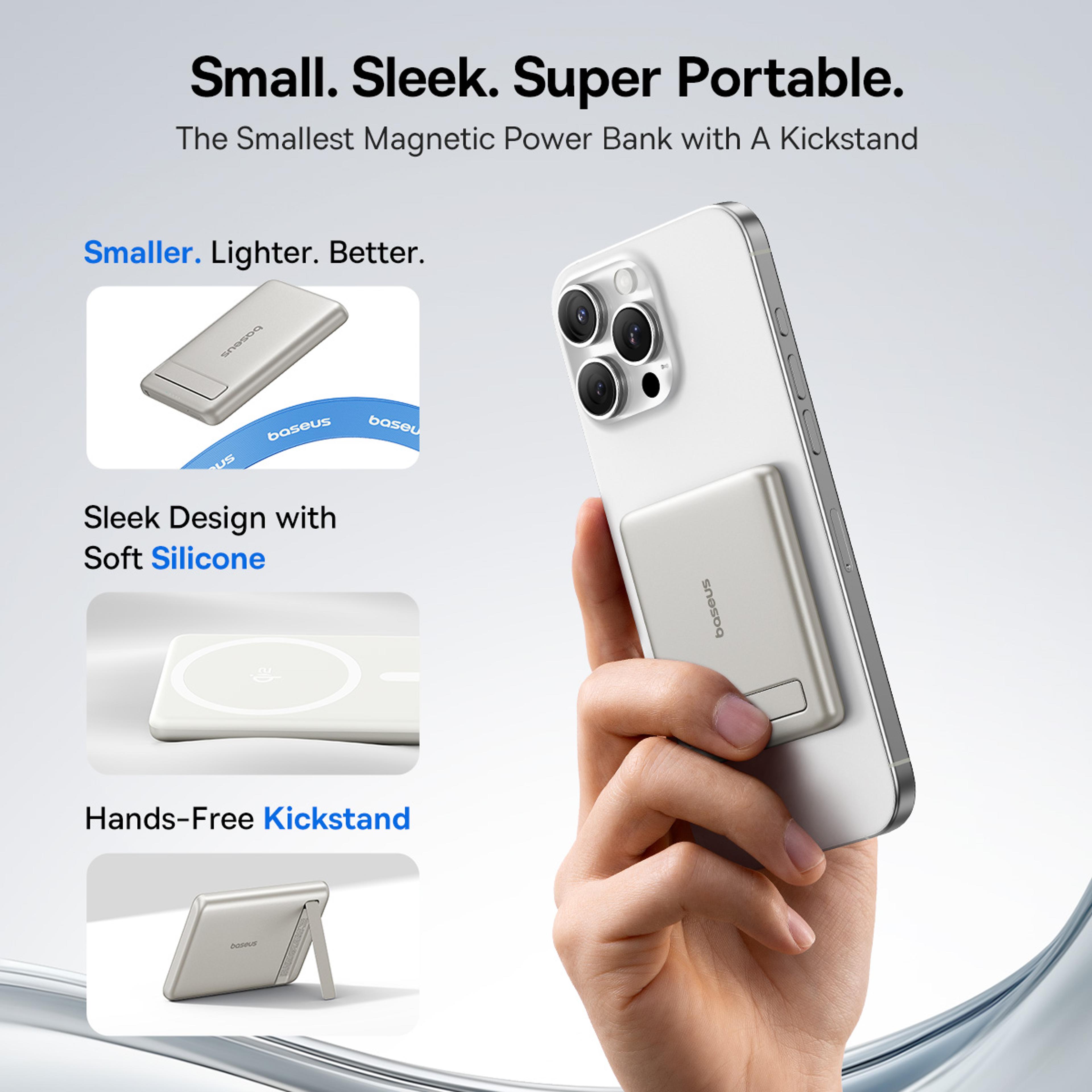 Portable Magnetic Power Bank Wireless Fast Charging PowerBank With Kickstand 7