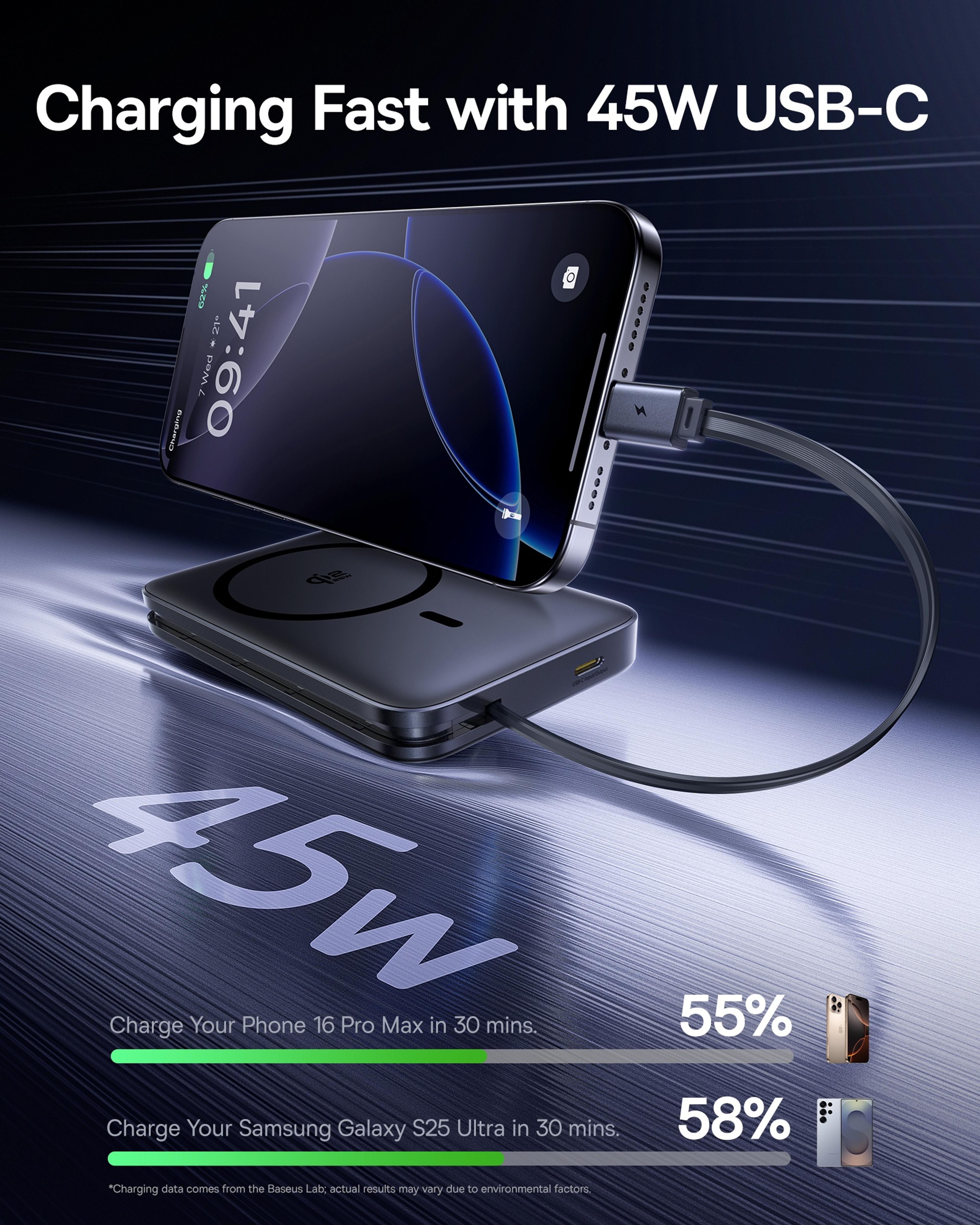 Bank With MagSafe Magnetic Wireless Charging Built In USB C Cable 3
