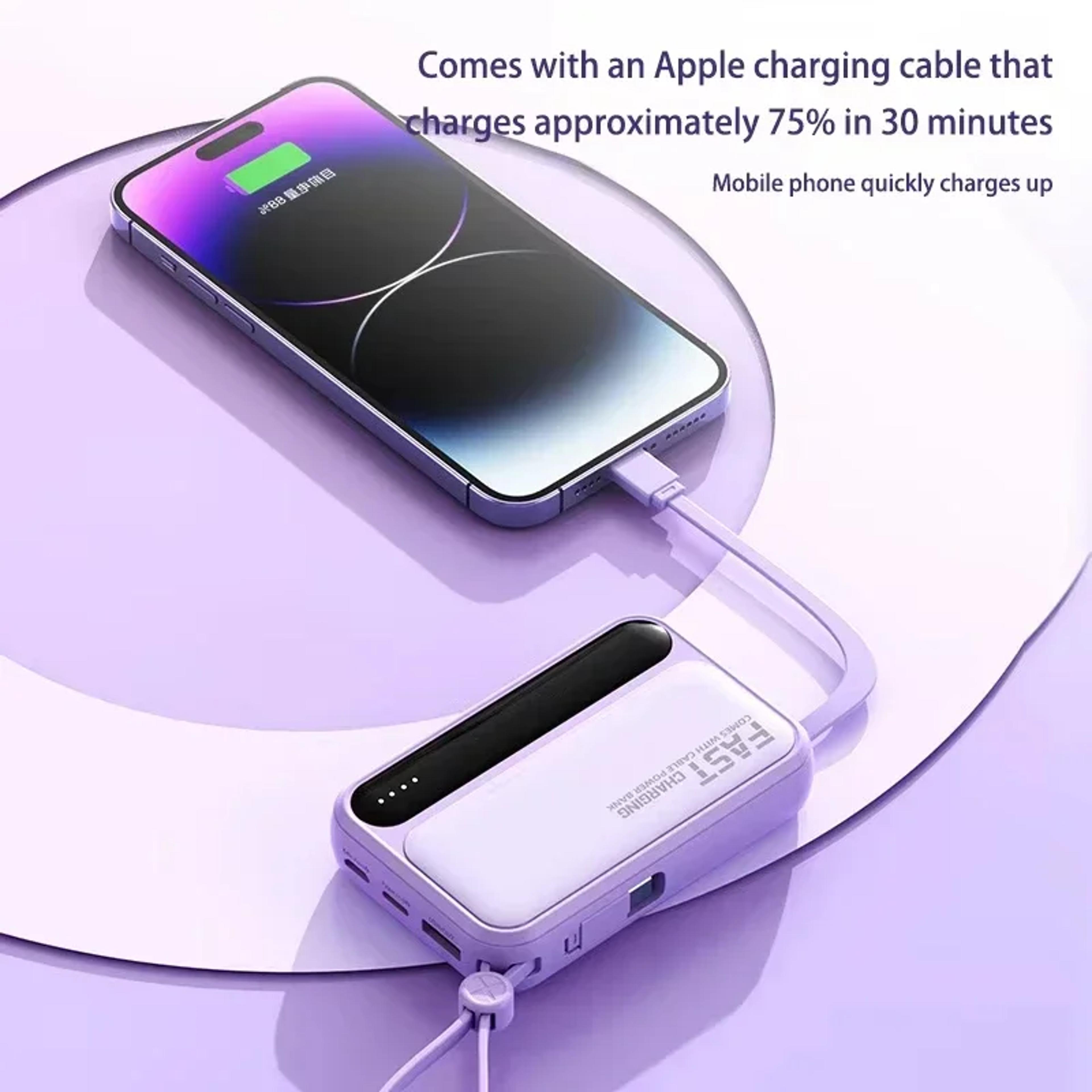 Portable Battery Power Bank  Large Capacity Built In Cables Intelligent Digital Display Light 2