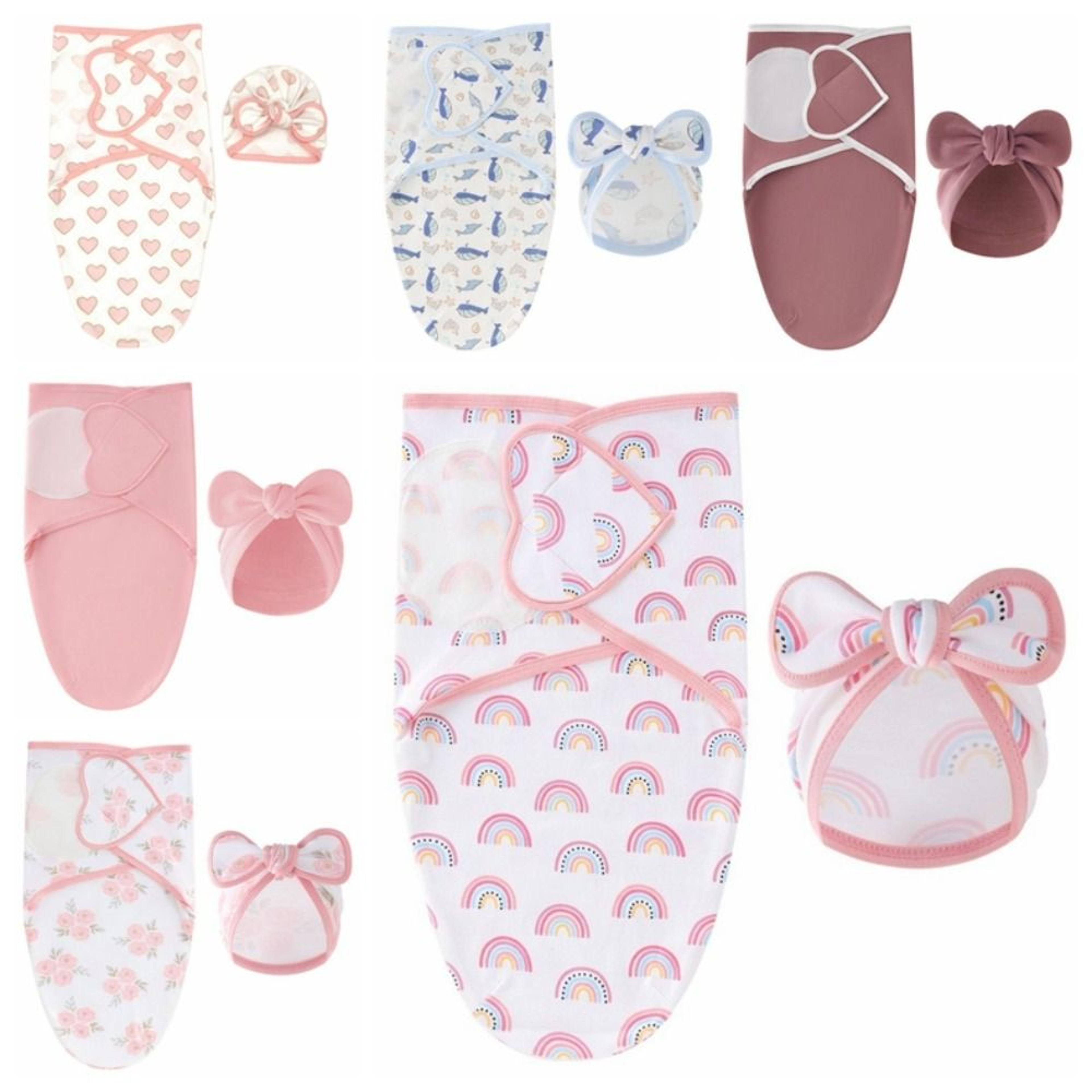 Newborn Photography Blanket Bowknot Blanket Hat Set Flower Lightweight Material 3