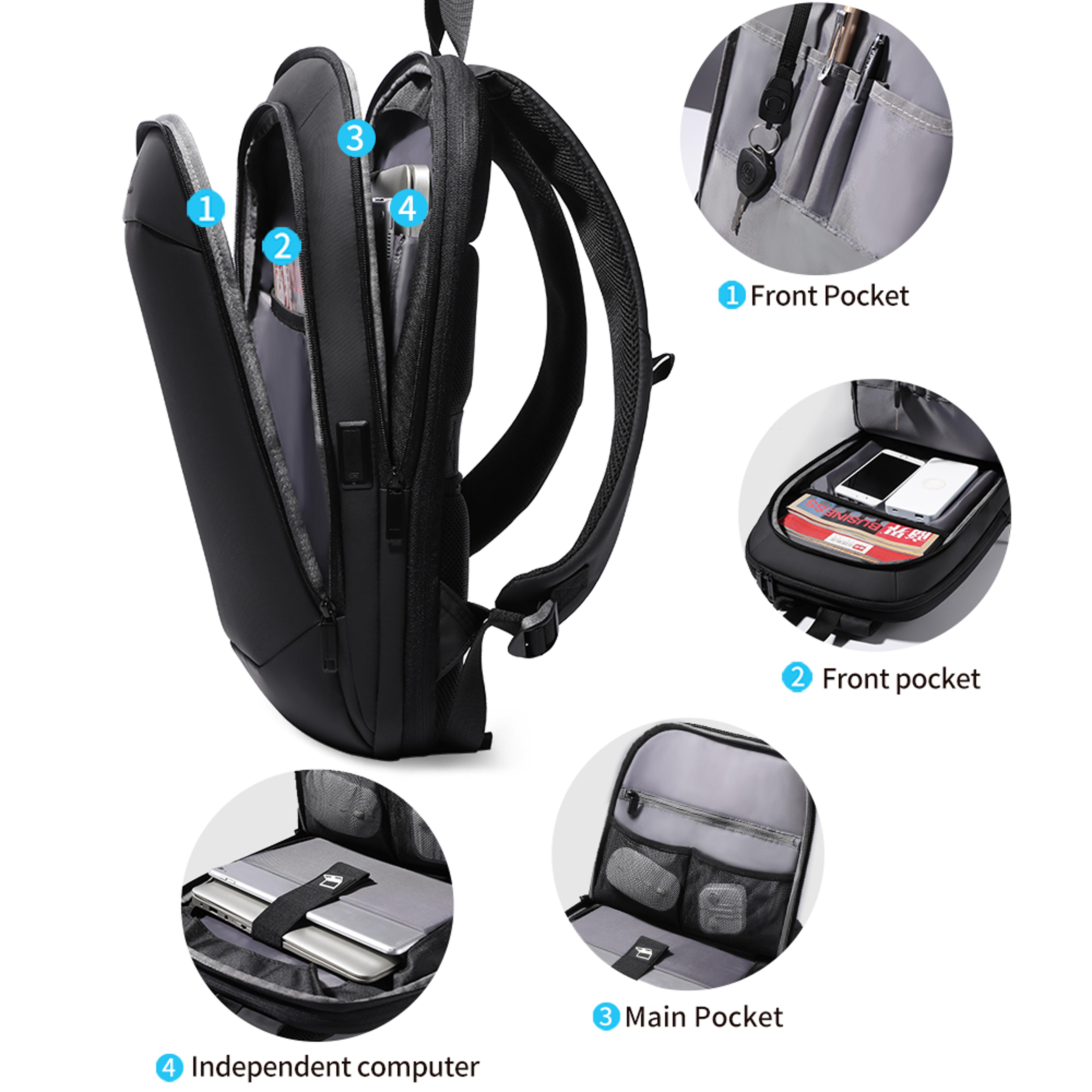 Waterproof Mens Business Backpack Travel Laptop Bag Expandable USB Charging Multifunctional Backpac 6