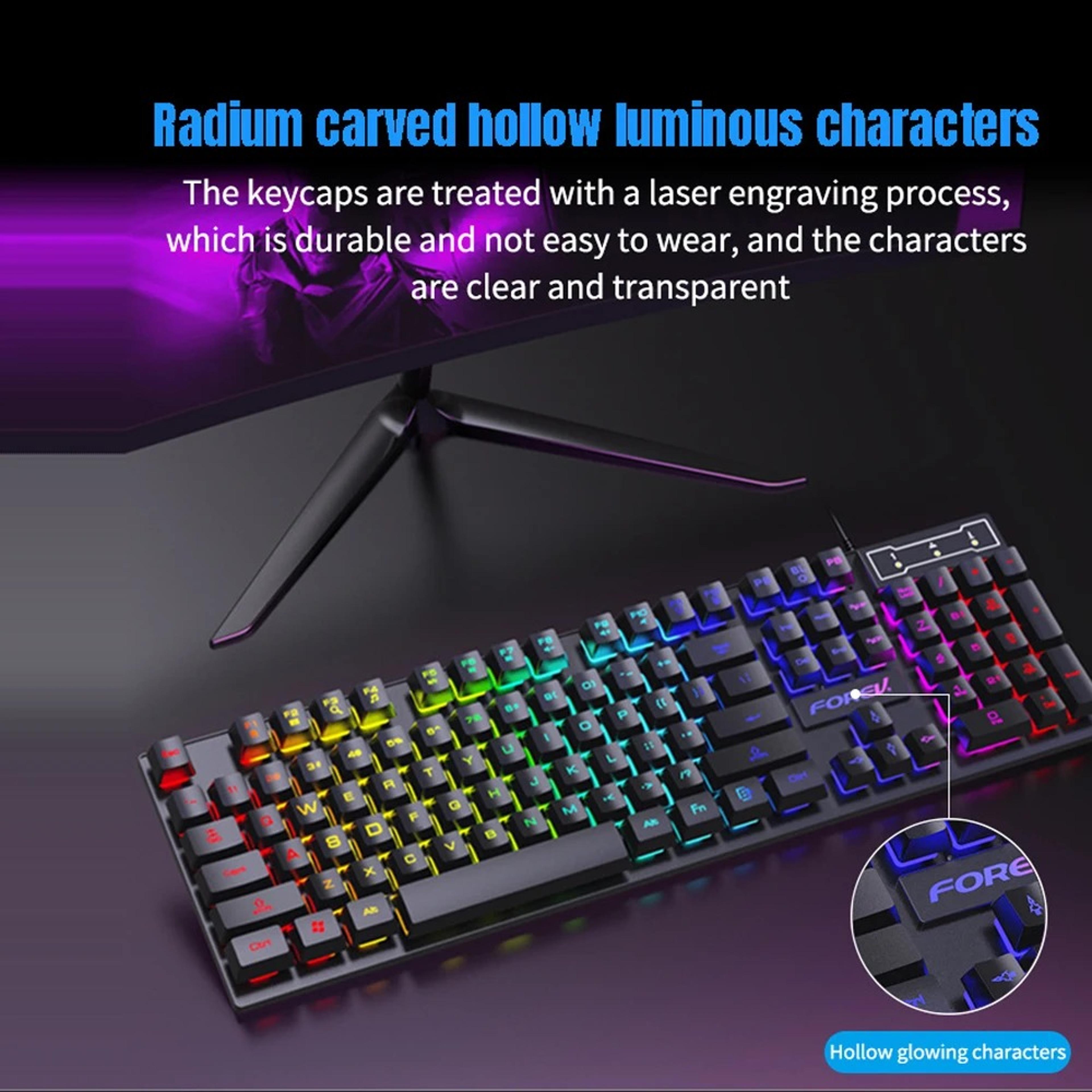 Colorful Gaming Keyboard Wired Mechanical Feel Standard Keyboard For Windows Laptop Computer 1
