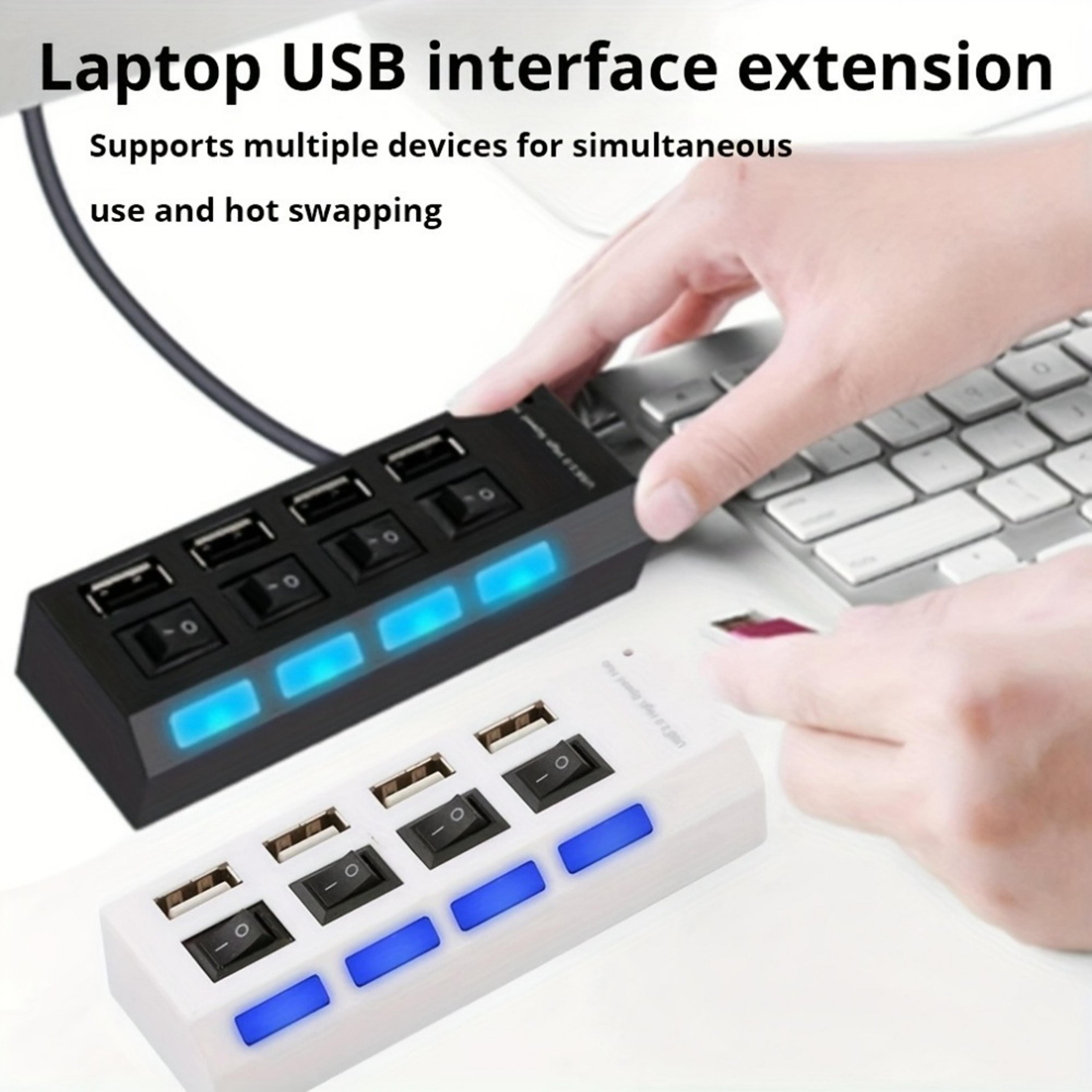 Power Adapter With ONOFF Switch USB Hub Splitter Multiple Expander HUB For PC Laptop MacBook 4