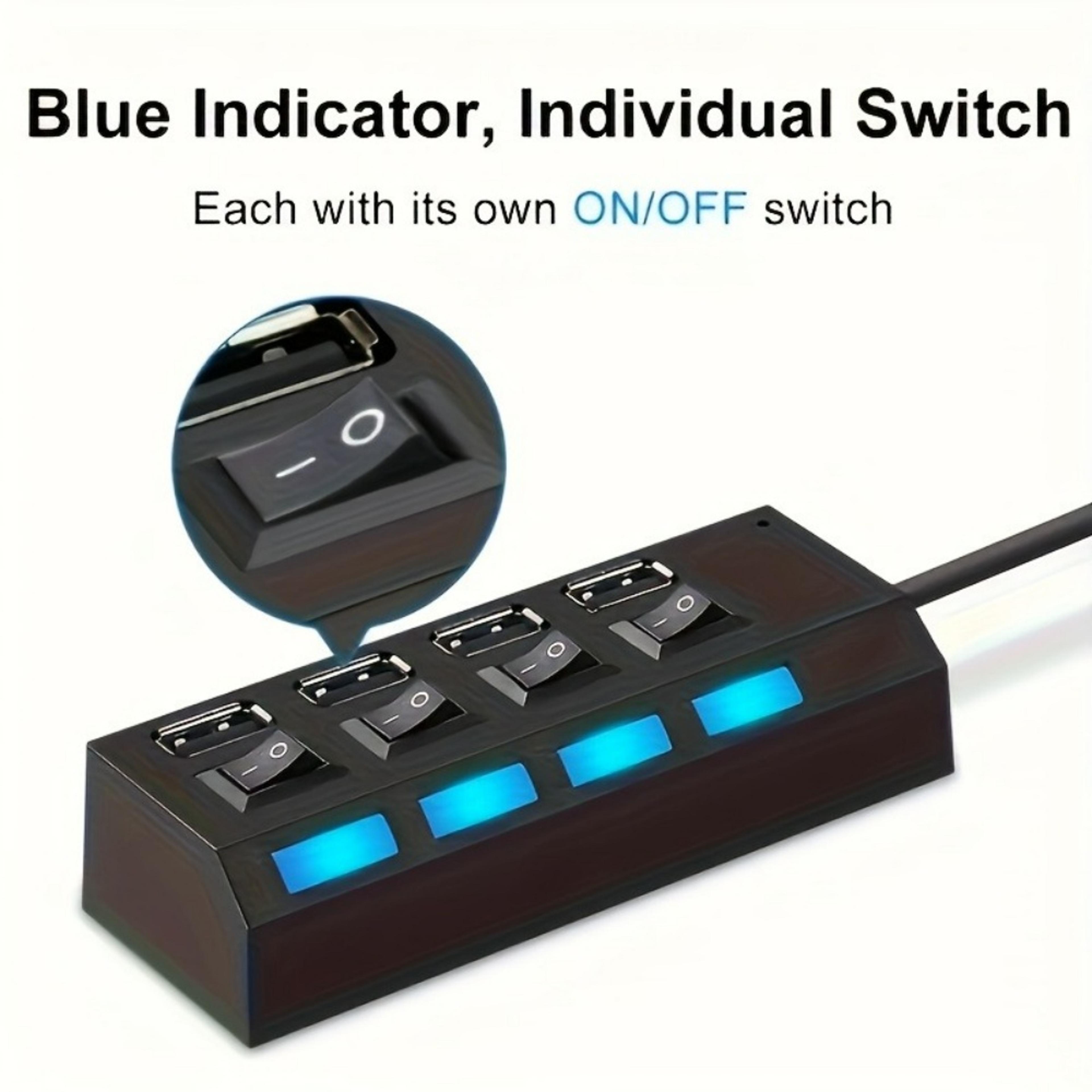 Power Adapter With ONOFF Switch USB Hub Splitter Multiple Expander HUB For PC Laptop MacBook 5