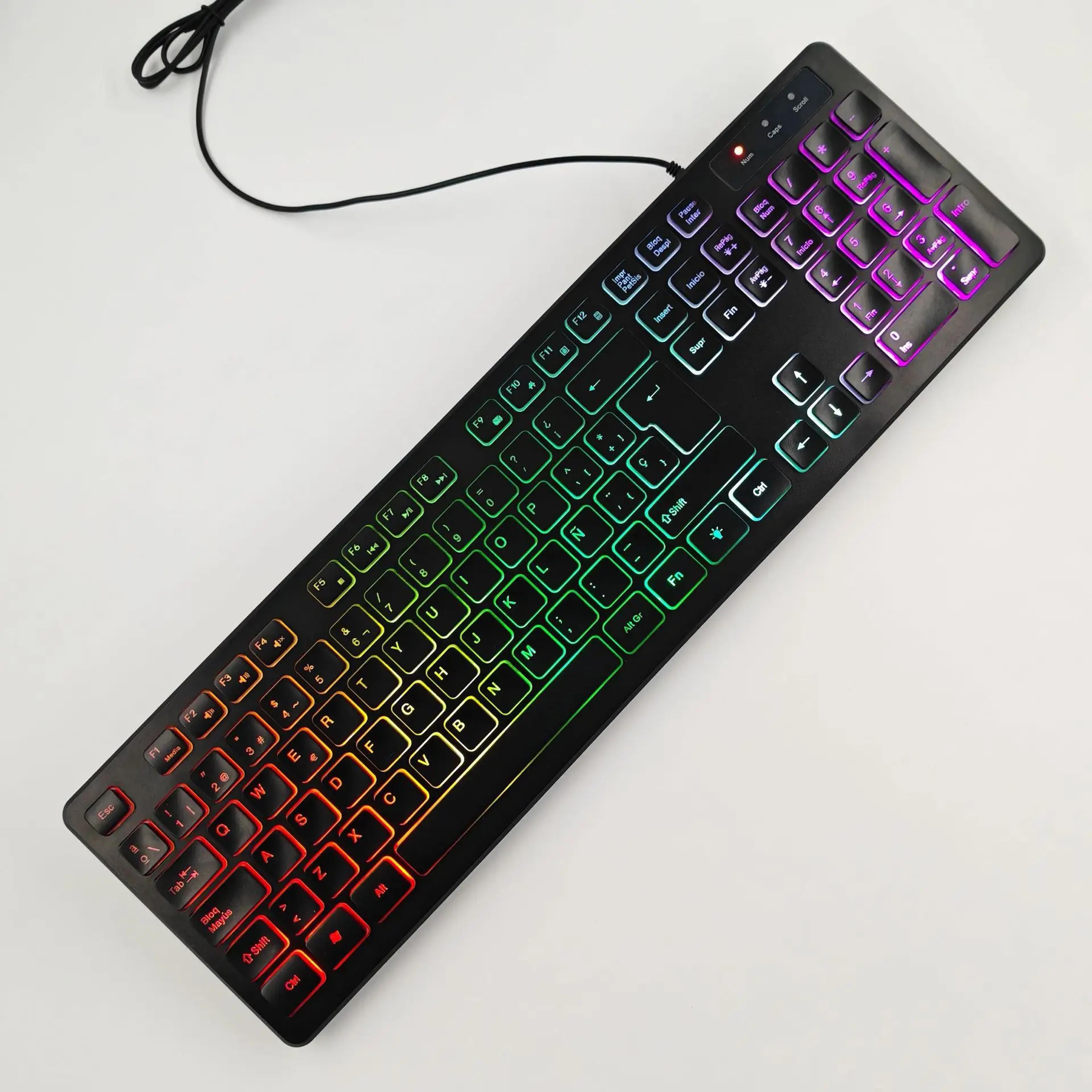 Gaming Keyboard With RGB Backlighting USB Wired Mute Keyboard Waterproof MultiLanguage Compatibilit 5